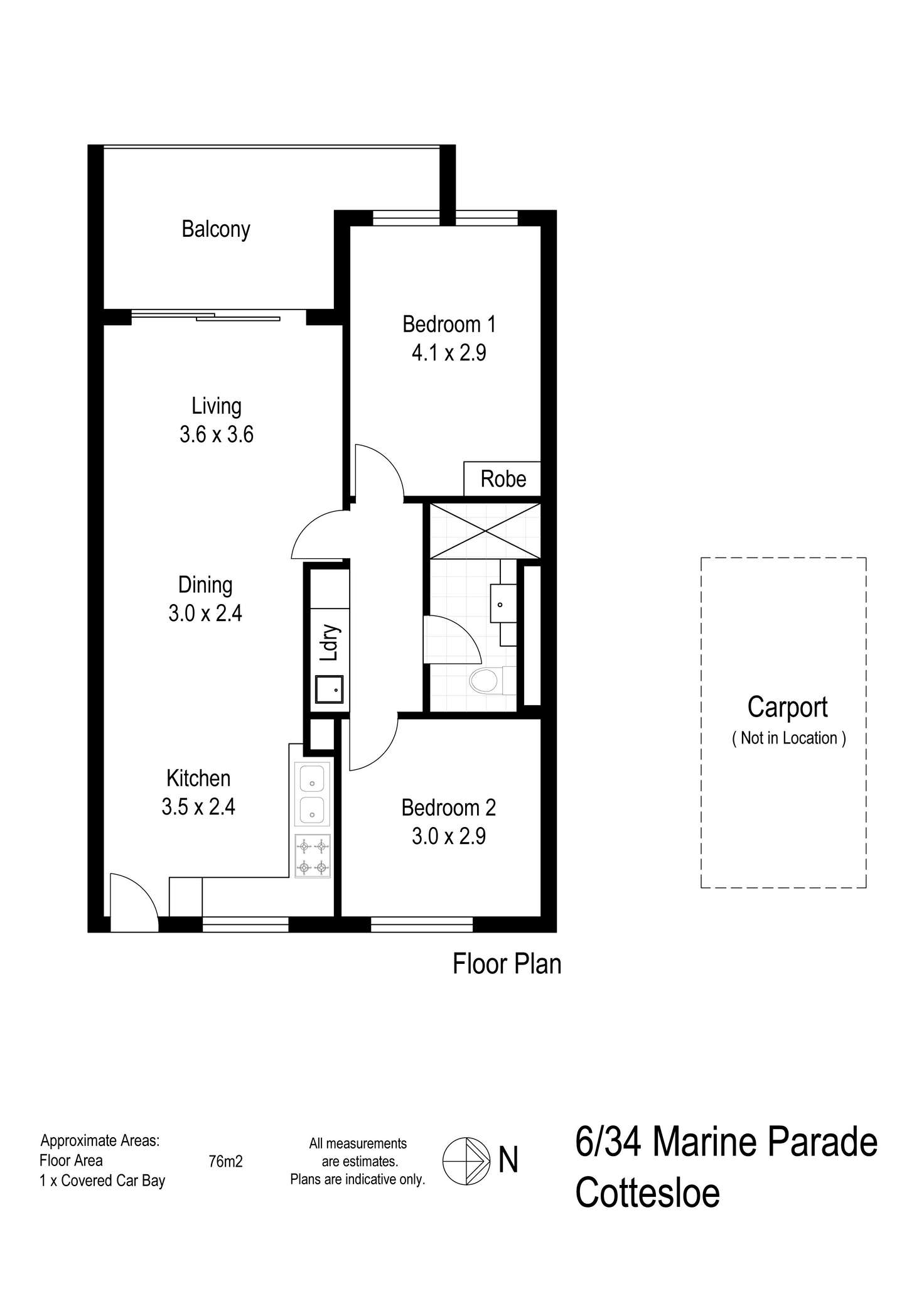 Floorplan of Homely apartment listing, 6/34 Marine Parade, Cottesloe WA 6011