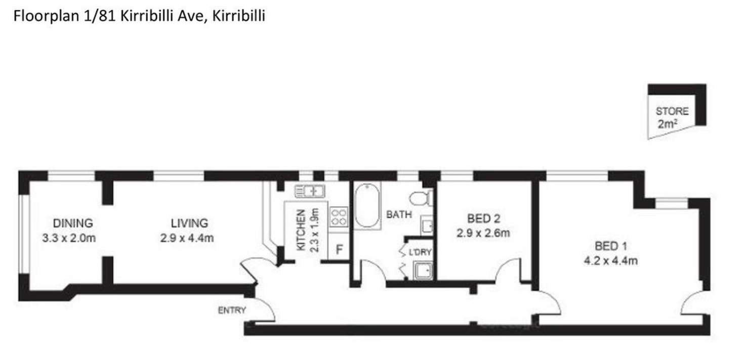 Floorplan of Homely apartment listing, 1/81 Kirribilli Avenue, Kirribilli NSW 2061