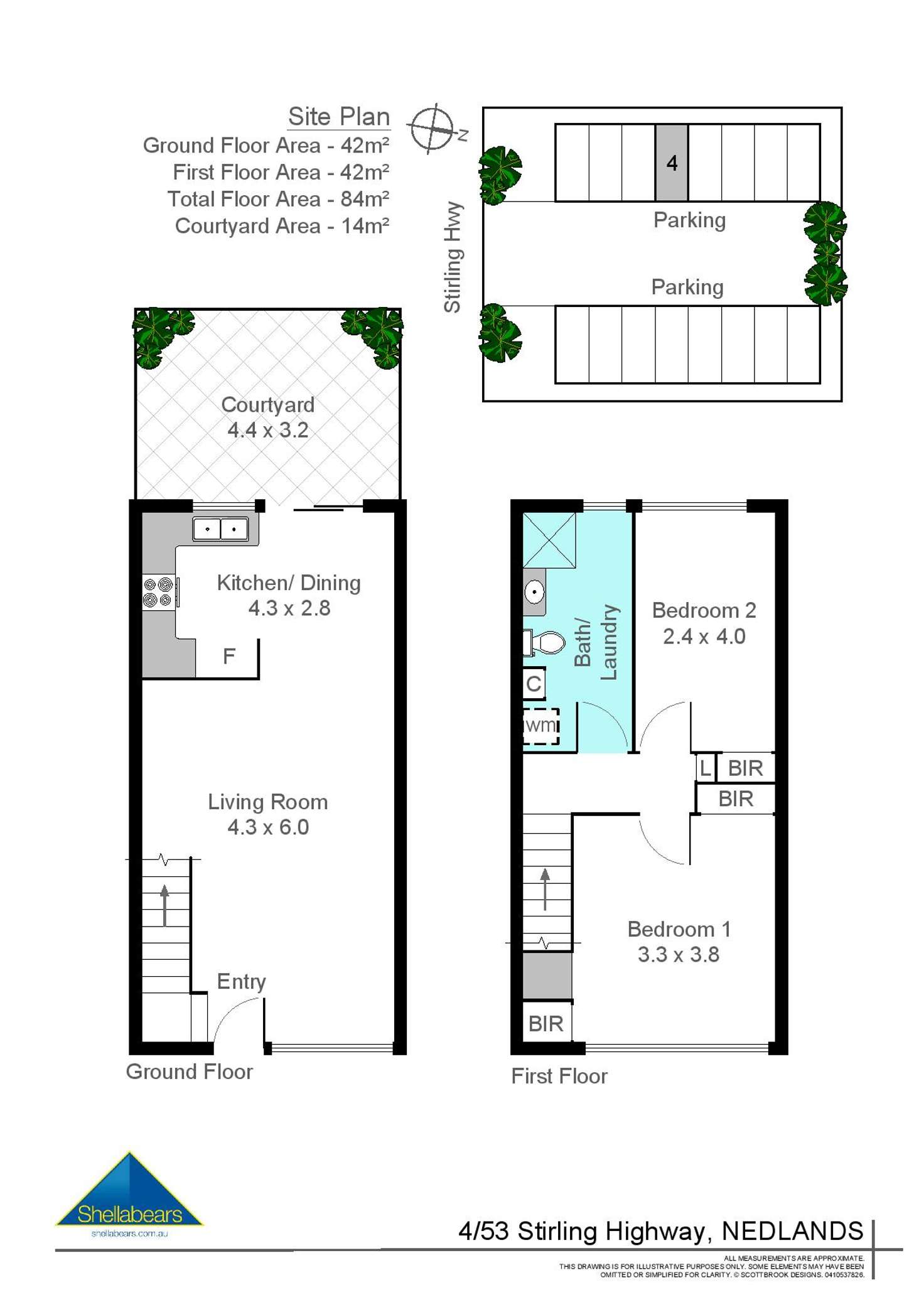 Floorplan of Homely townhouse listing, 4/53 Stirling Highway, Nedlands WA 6009