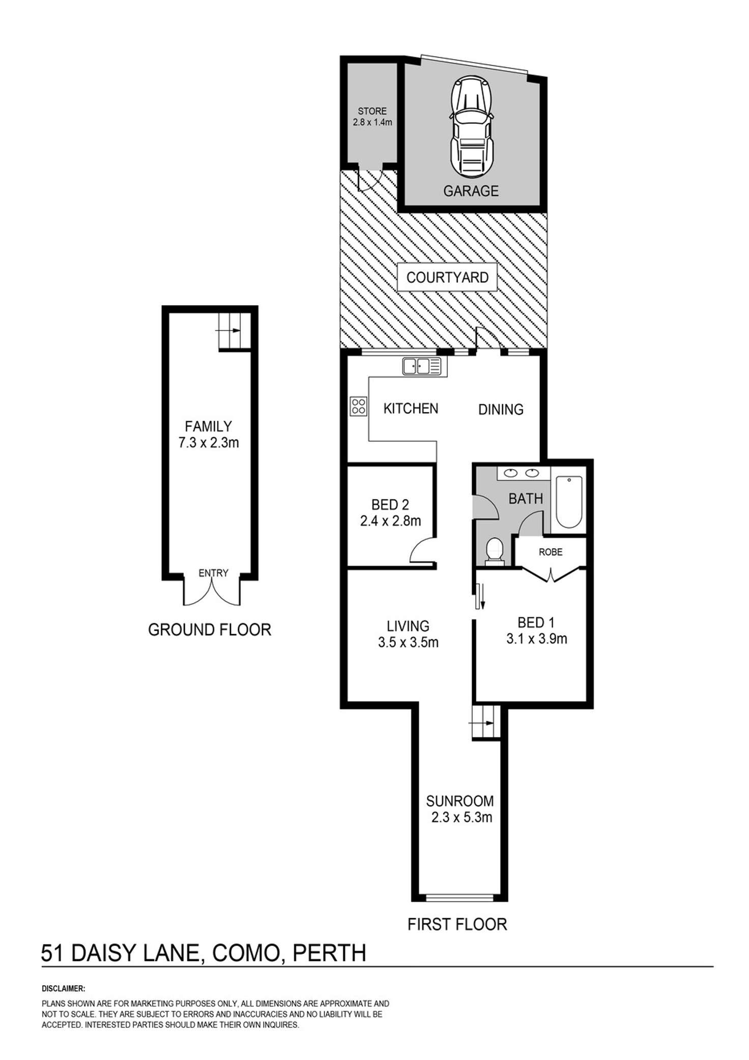 Floorplan of Homely terrace listing, 51 Daisy Lane, Como WA 6152