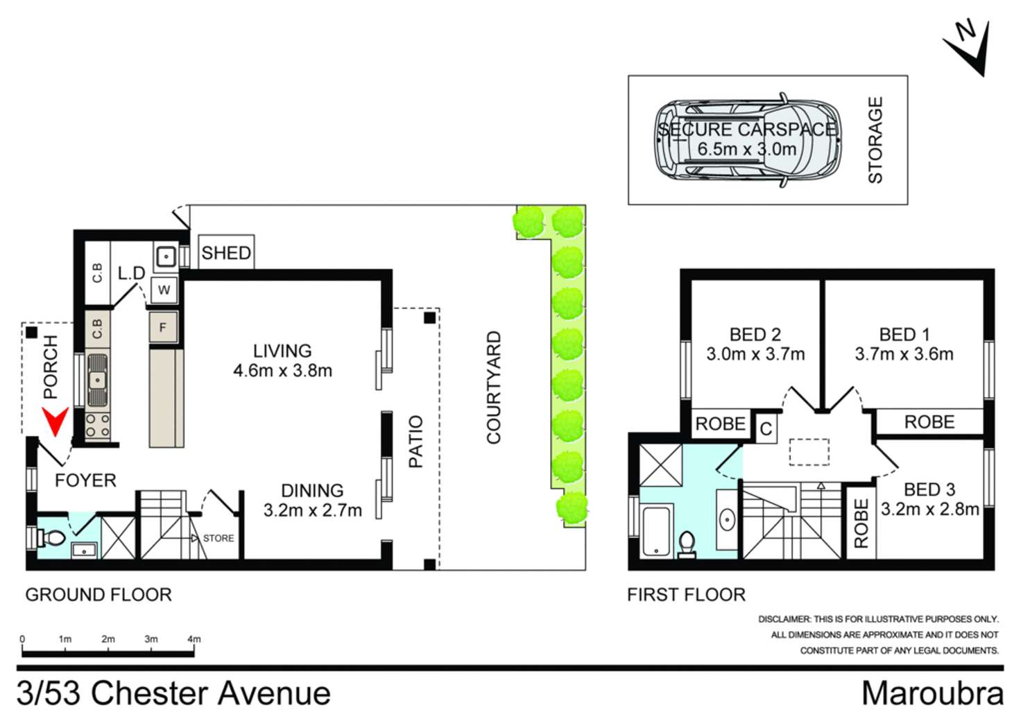 Floorplan of Homely townhouse listing, 3/53 Chester Avenue, Maroubra NSW 2035