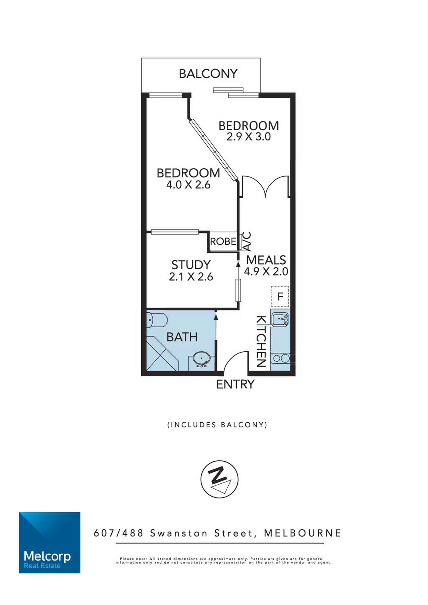 Floorplan of Homely apartment listing, 607/488 Swanston Street, Carlton VIC 3053