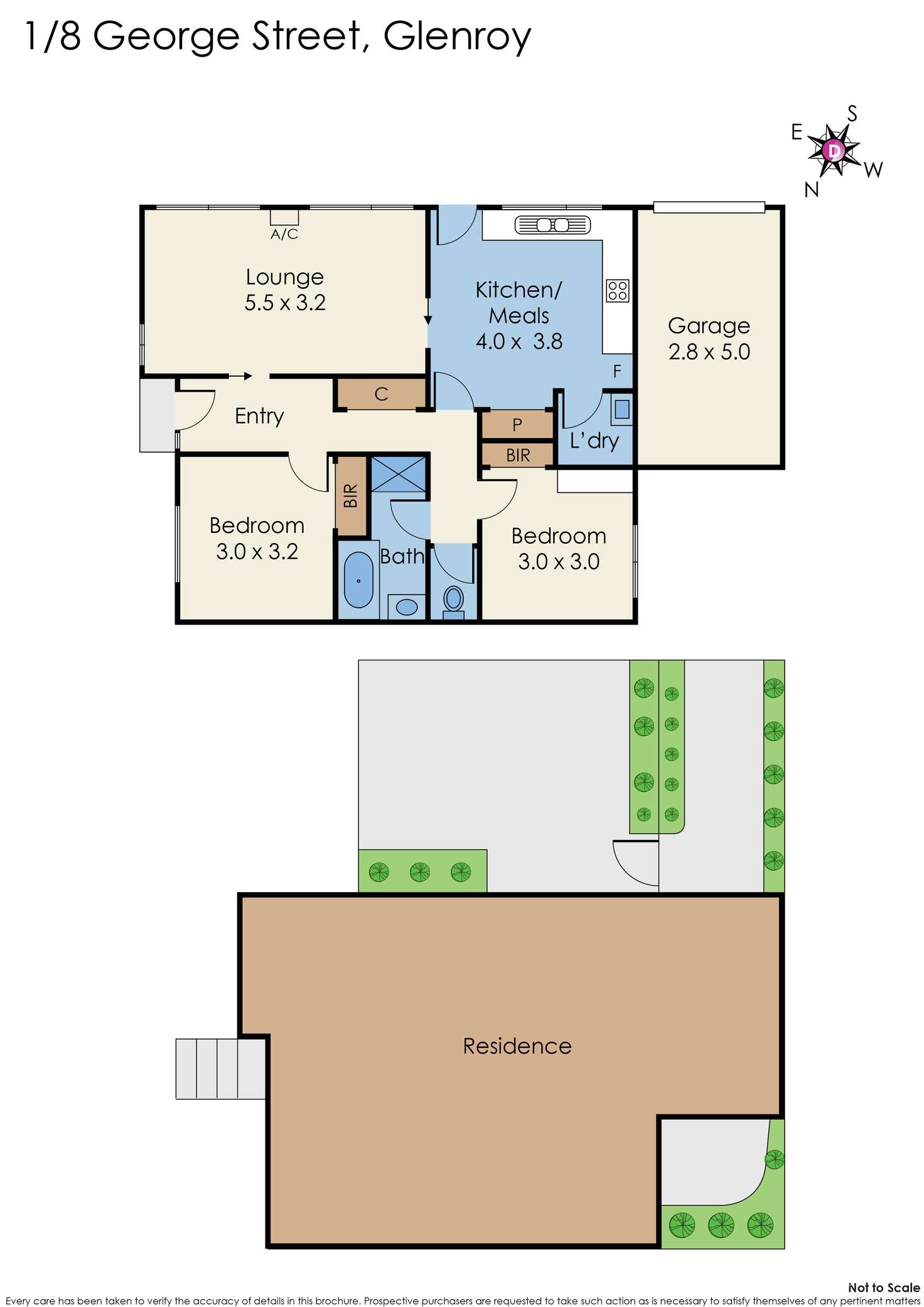 Floorplan of Homely unit listing, 1/8 George Street, Glenroy VIC 3046