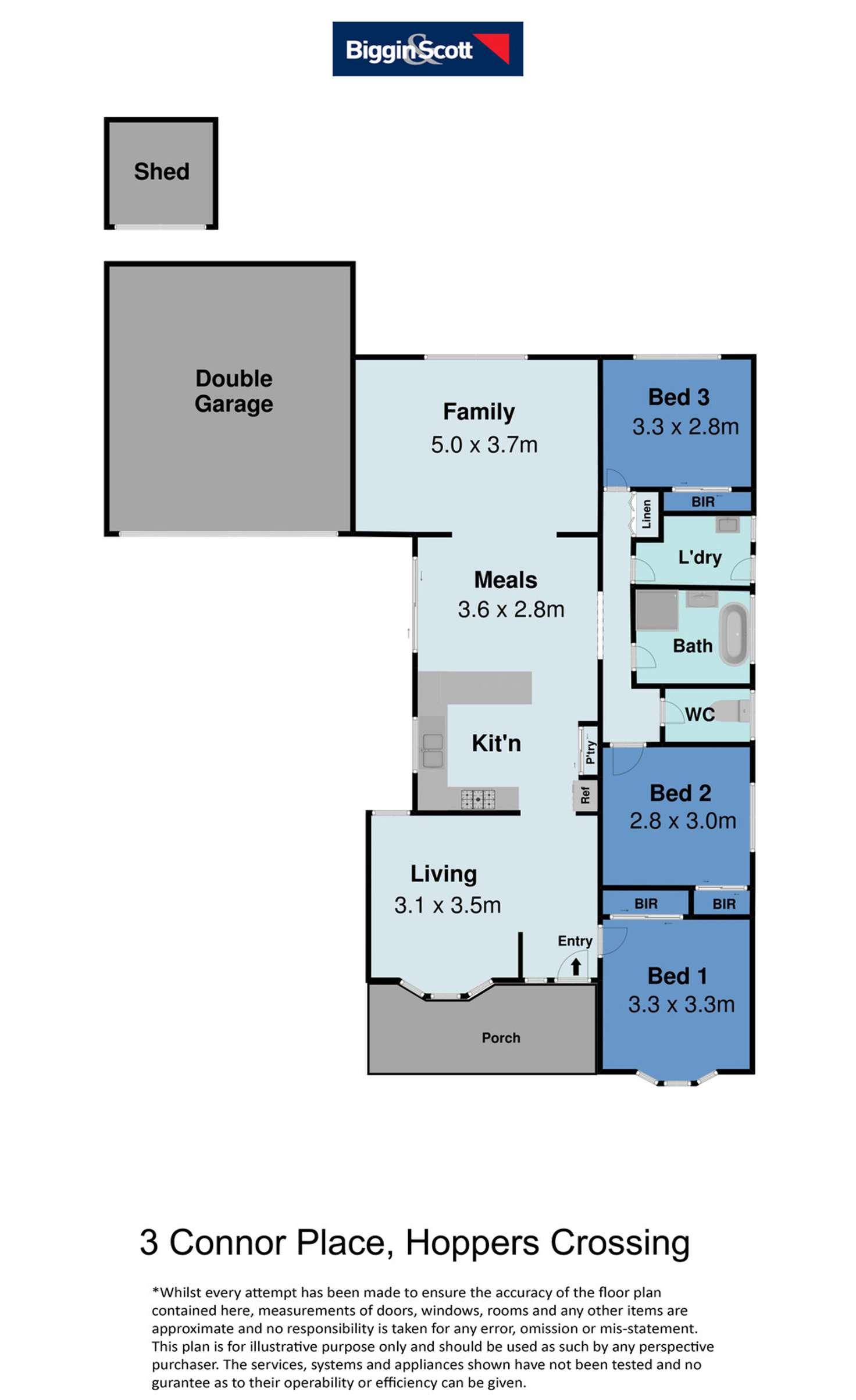 Floorplan of Homely house listing, 3 Connor Place, Hoppers Crossing VIC 3029