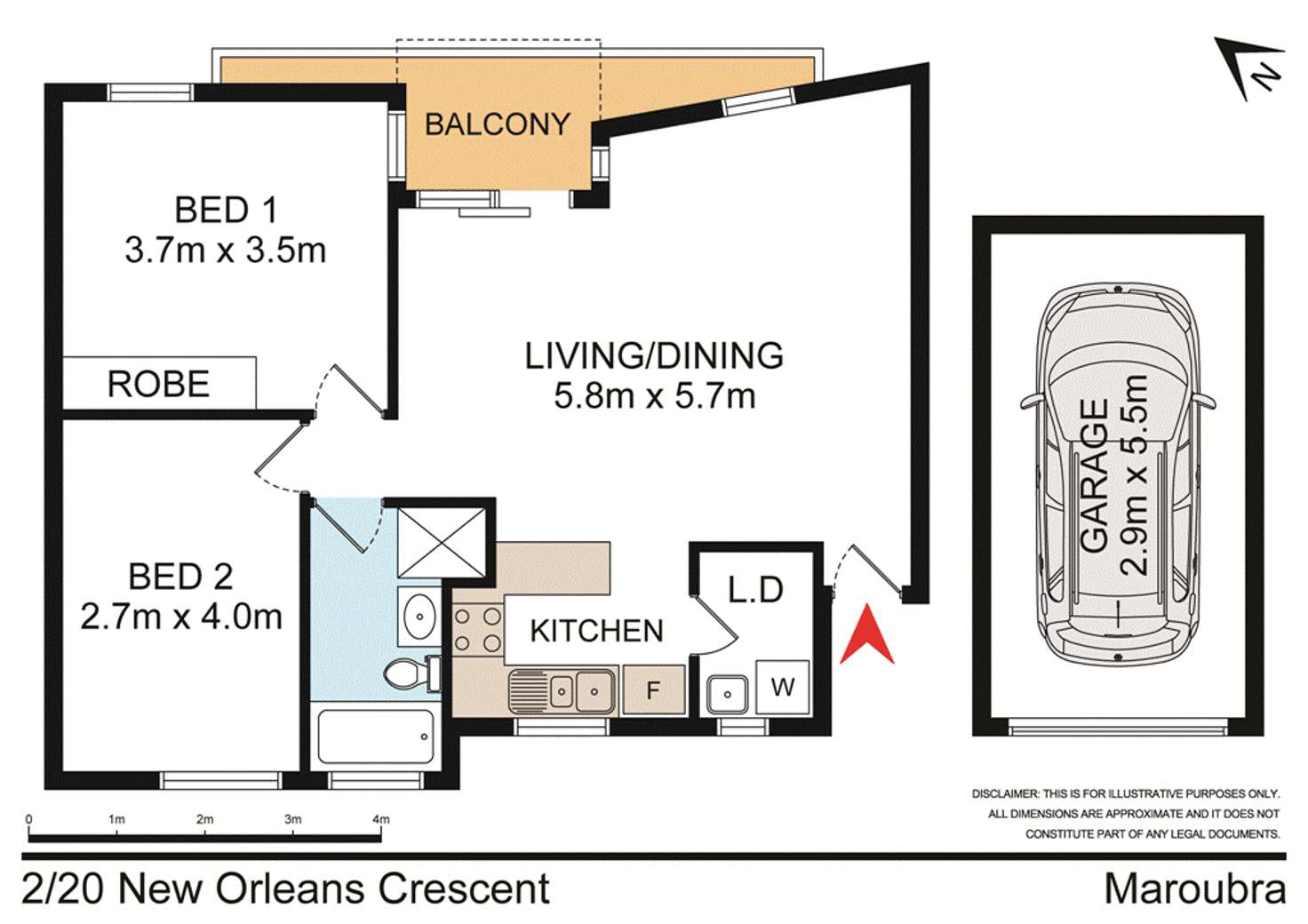 Floorplan of Homely unit listing, 2/20 New Orleans Crescent, Maroubra NSW 2035