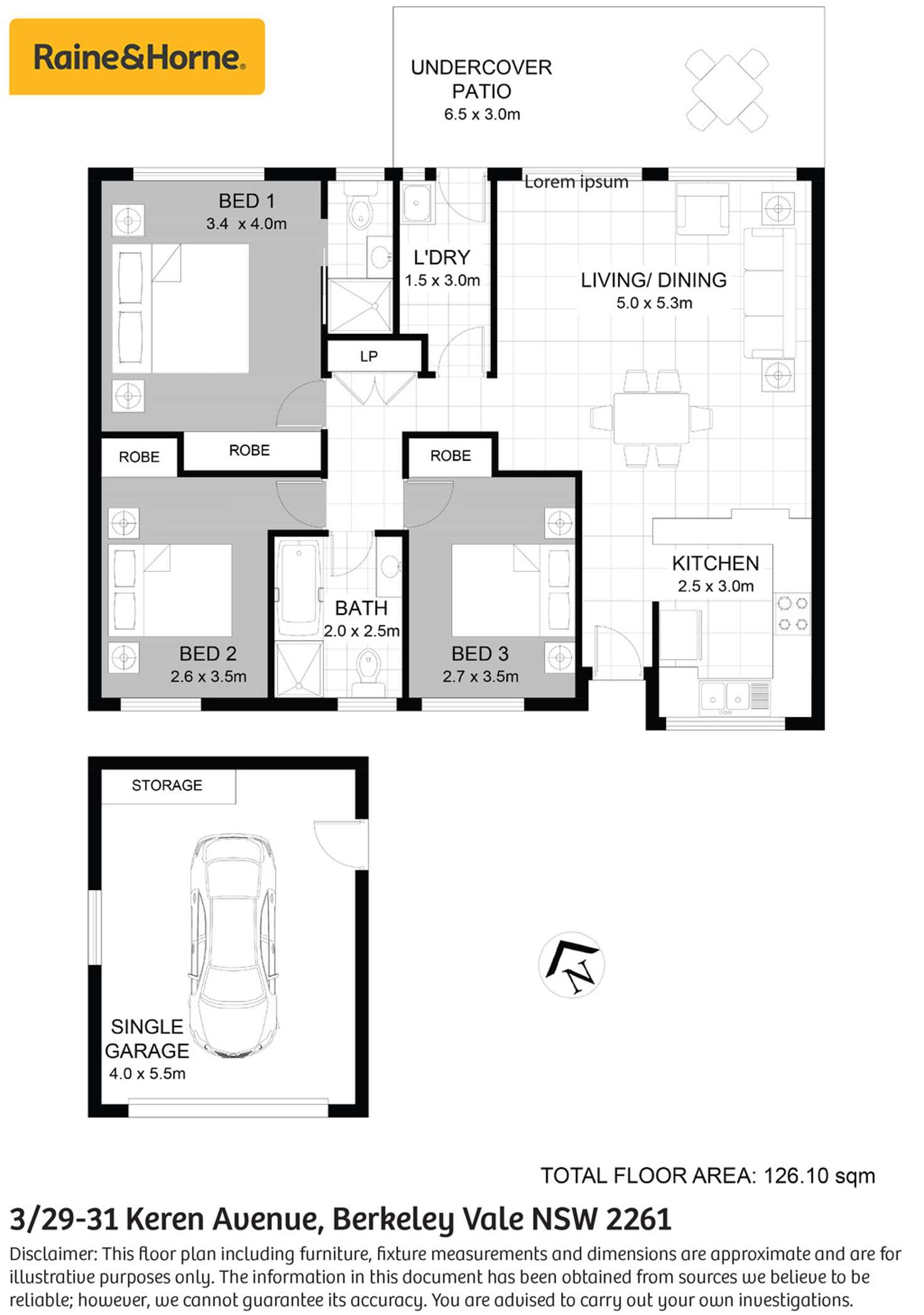 Floorplan of Homely villa listing, 3/29-31 Keren Avenue, Berkeley Vale NSW 2261