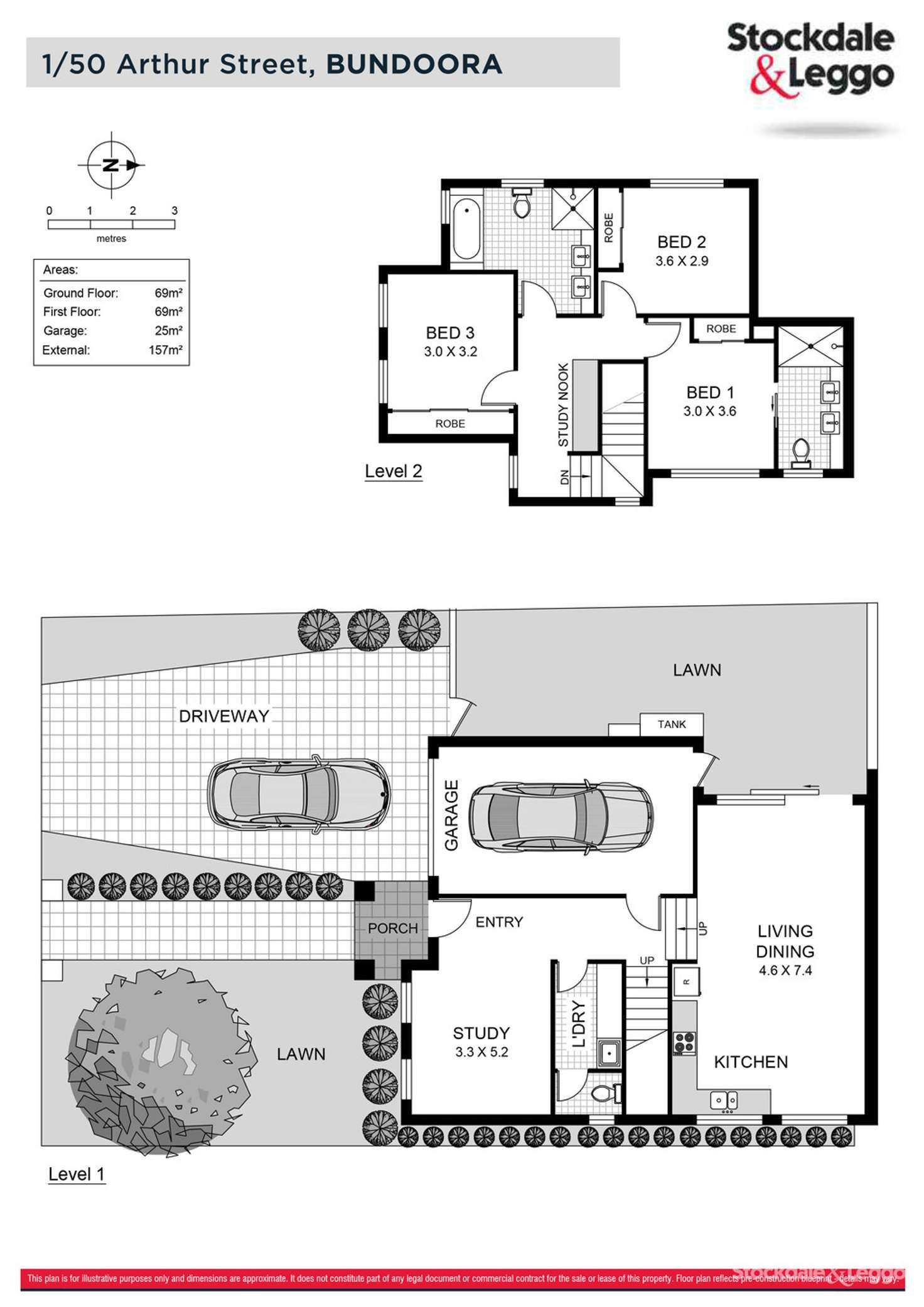 Floorplan of Homely townhouse listing, 1/50 Arthur Street, Bundoora VIC 3083