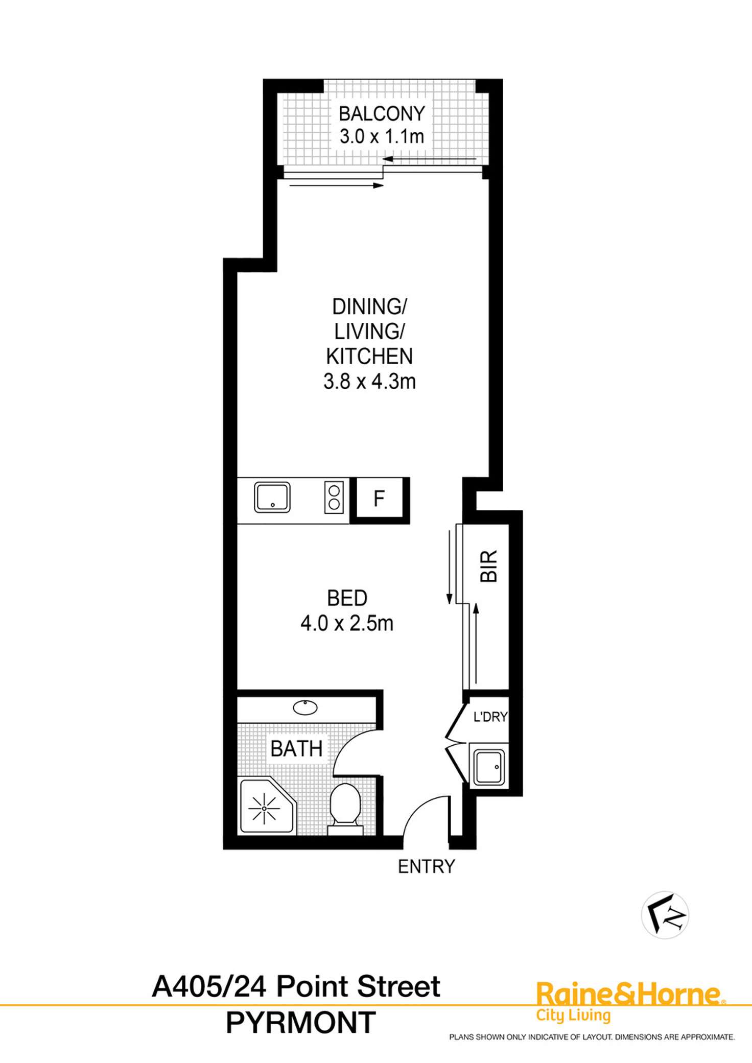 Floorplan of Homely apartment listing, A405 / 24 - 26 Point Street, Pyrmont NSW 2009