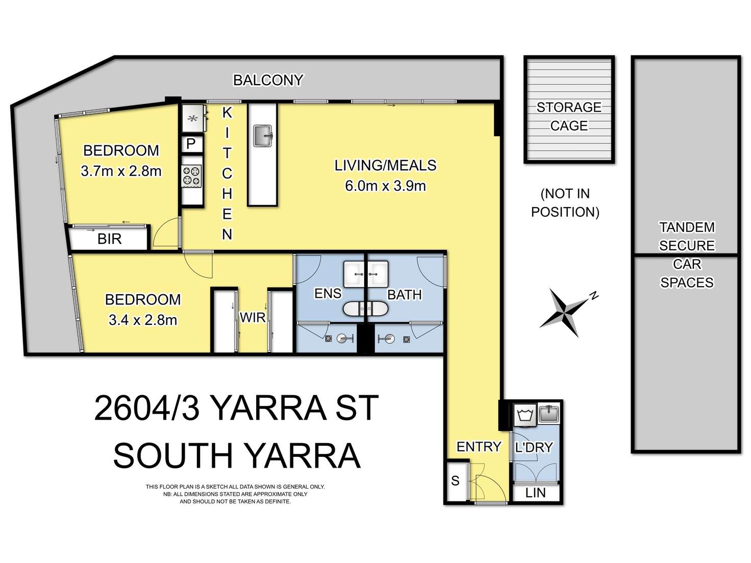 Floorplan of Homely apartment listing, 2604/3 Yarra Street, South Yarra VIC 3141