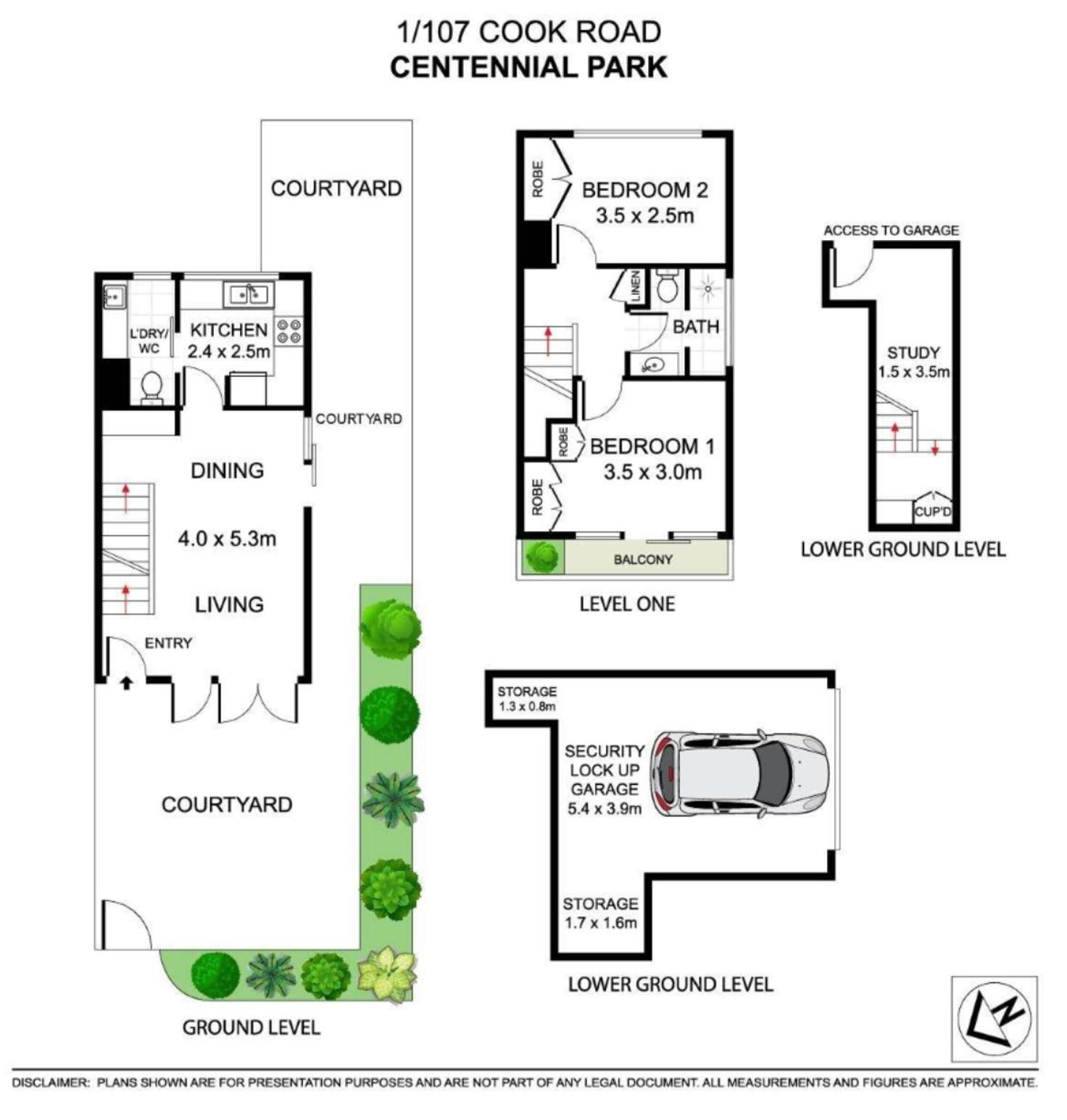 Floorplan of Homely townhouse listing, 1/107 Cook Road, Centennial Park NSW 2021