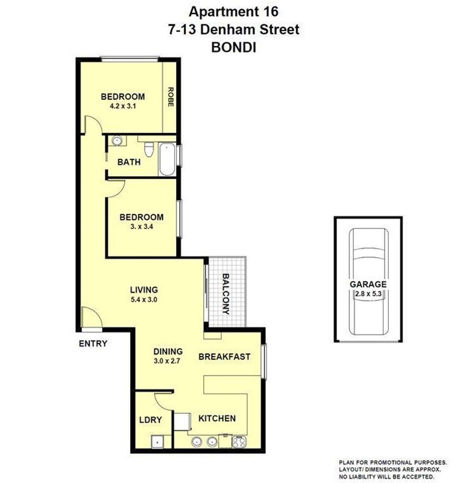 Floorplan of Homely apartment listing, 16/7-13 Denham Street, Bondi NSW 2026