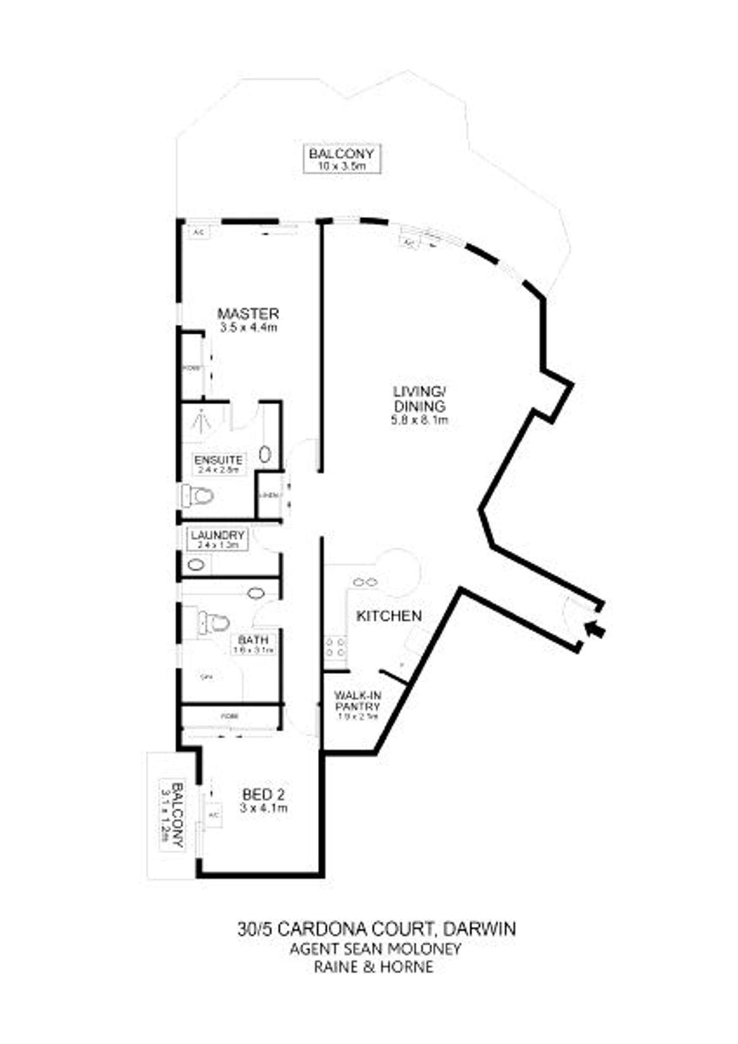 Floorplan of Homely unit listing, 30/5 Cardona Court, Darwin City NT 800