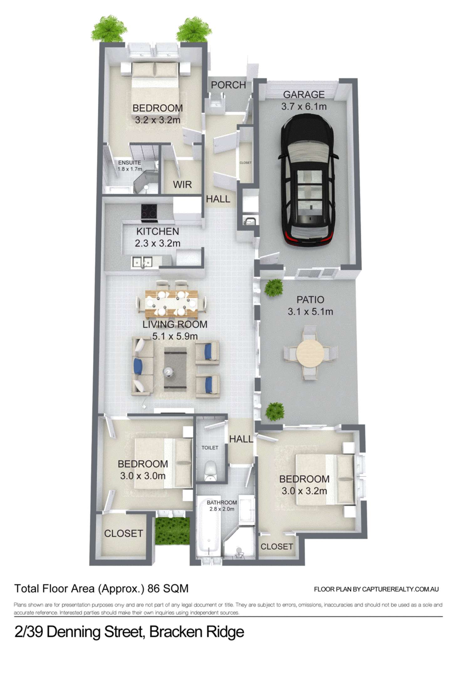 Floorplan of Homely townhouse listing, 2/39 Denning Road, Bracken Ridge QLD 4017