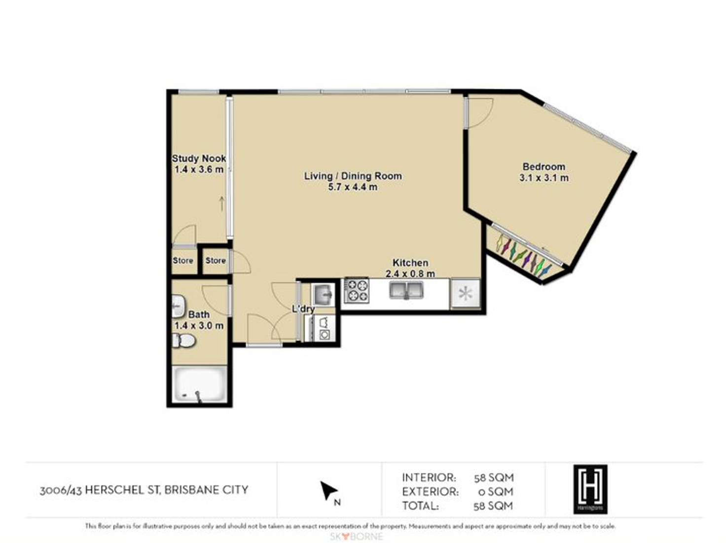 Floorplan of Homely apartment listing, 3006/43 Herschel Street, Brisbane City QLD 4000