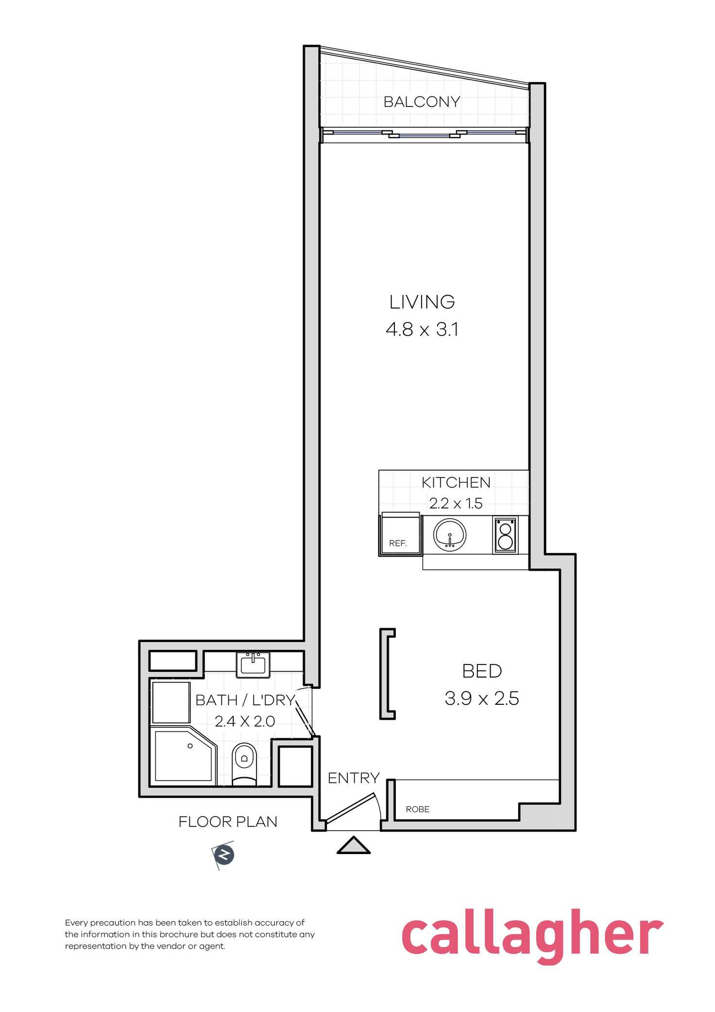 Floorplan of Homely studio listing, 1513/1 Sergeants Lane, St Leonards NSW 2065