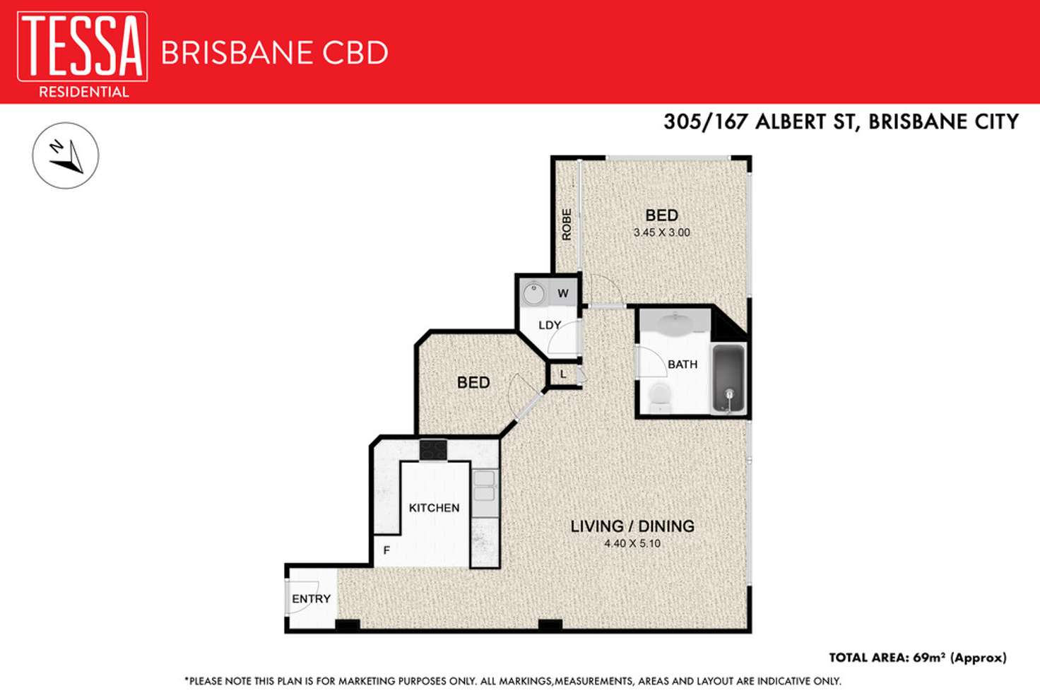 Floorplan of Homely apartment listing, 305/167 Albert Street, Brisbane City QLD 4000