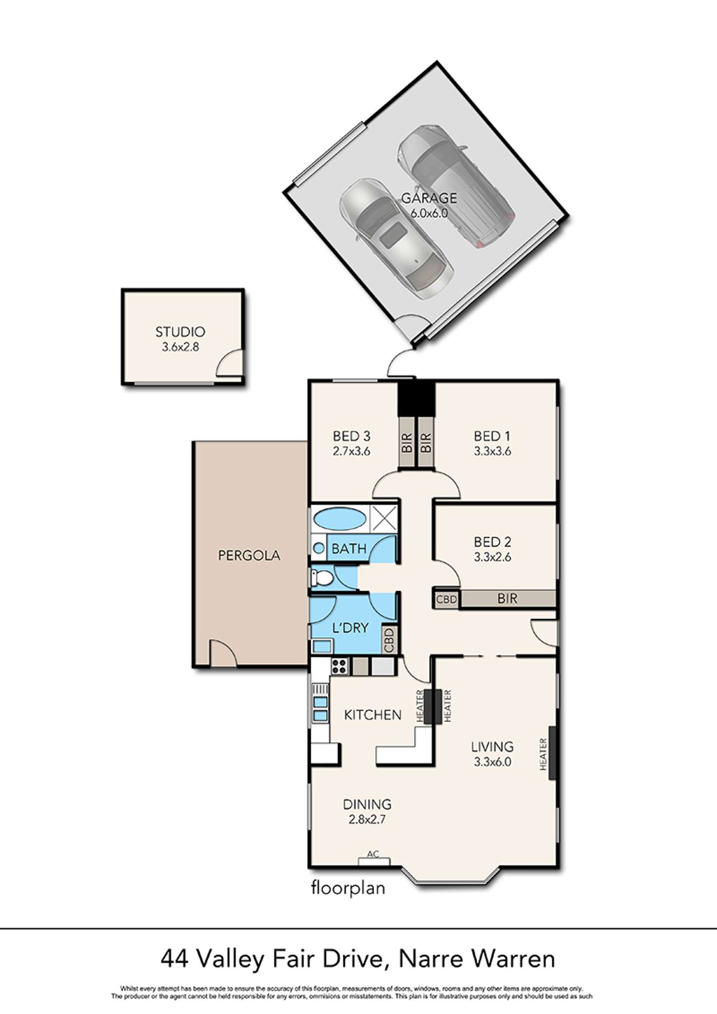 Floorplan of Homely house listing, 44 Valley Fair Drive, Narre Warren VIC 3805