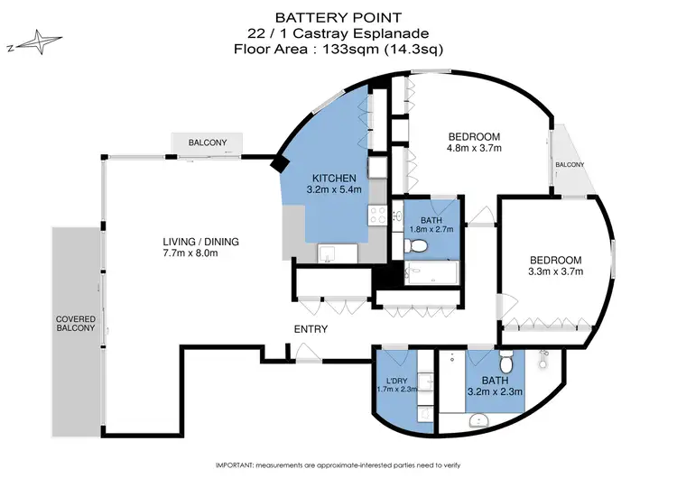 Floorplan of Homely apartment listing, 22/1 Castray Esplanade, Battery Point TAS 7004