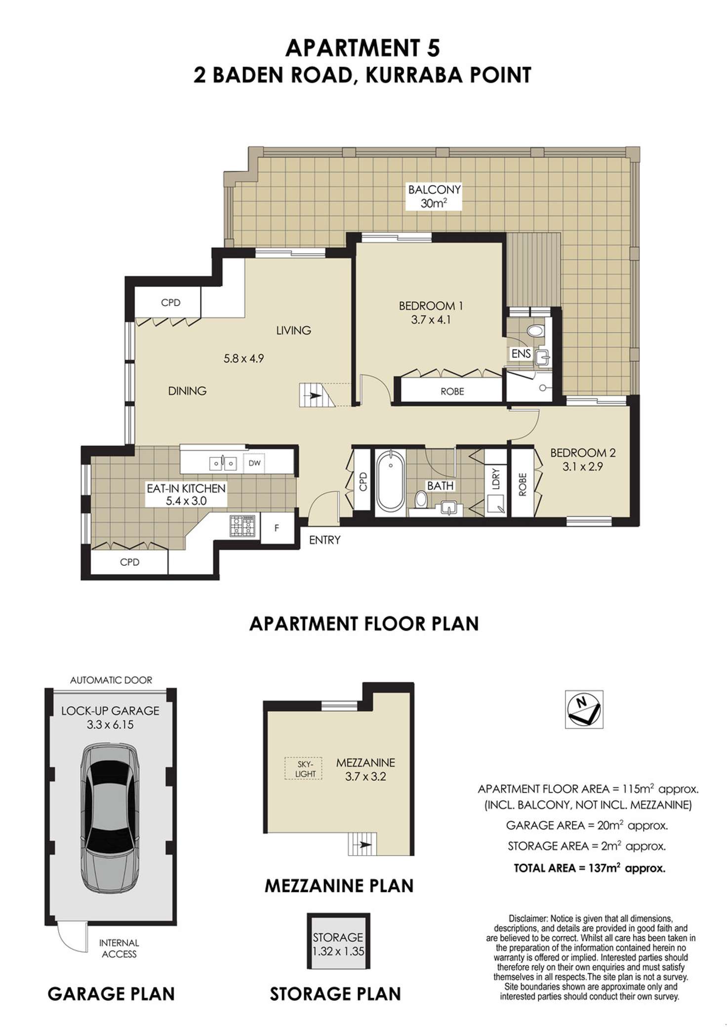 Floorplan of Homely apartment listing, 5/2 Baden Road, Kurraba Point NSW 2089