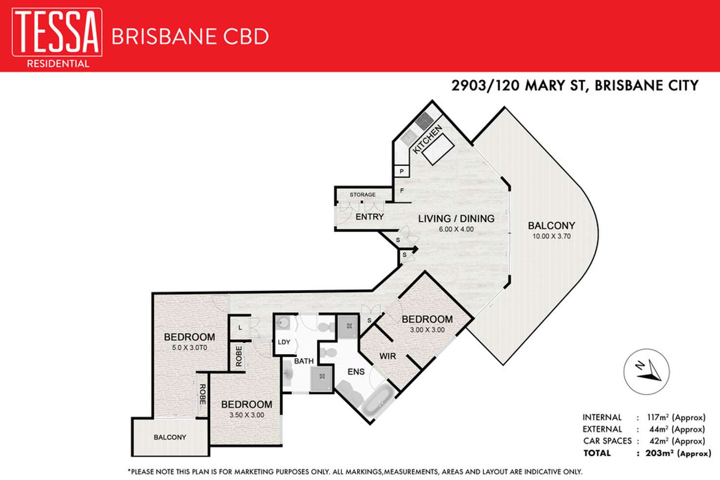 Floorplan of Homely apartment listing, 2903/120 Mary Street, Brisbane City QLD 4000