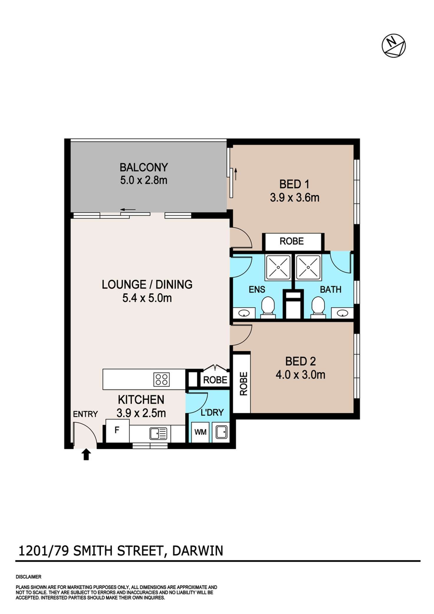 Floorplan of Homely apartment listing, 1201/79 Smith Street, Darwin City NT 800