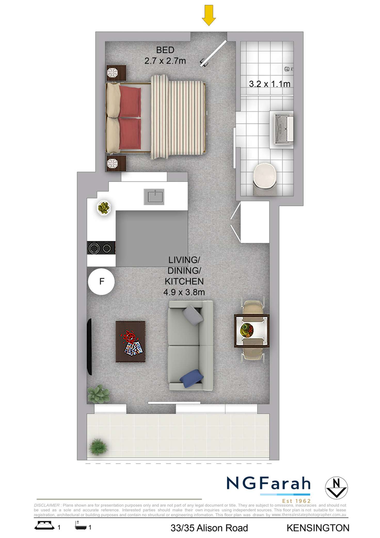 Floorplan of Homely studio listing, 33/35 Alison Road, Kensington NSW 2033