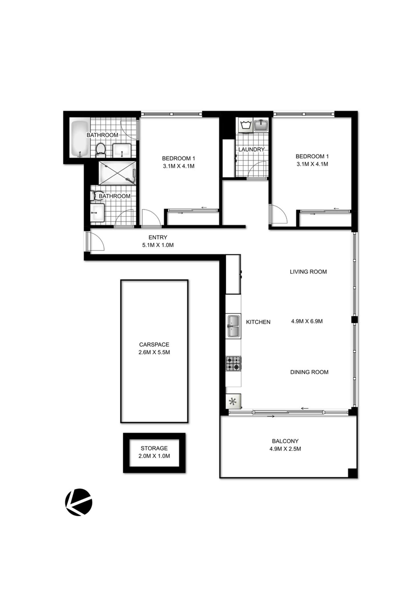 Floorplan of Homely apartment listing, 208/1 Fleming Street, Little Bay NSW 2036