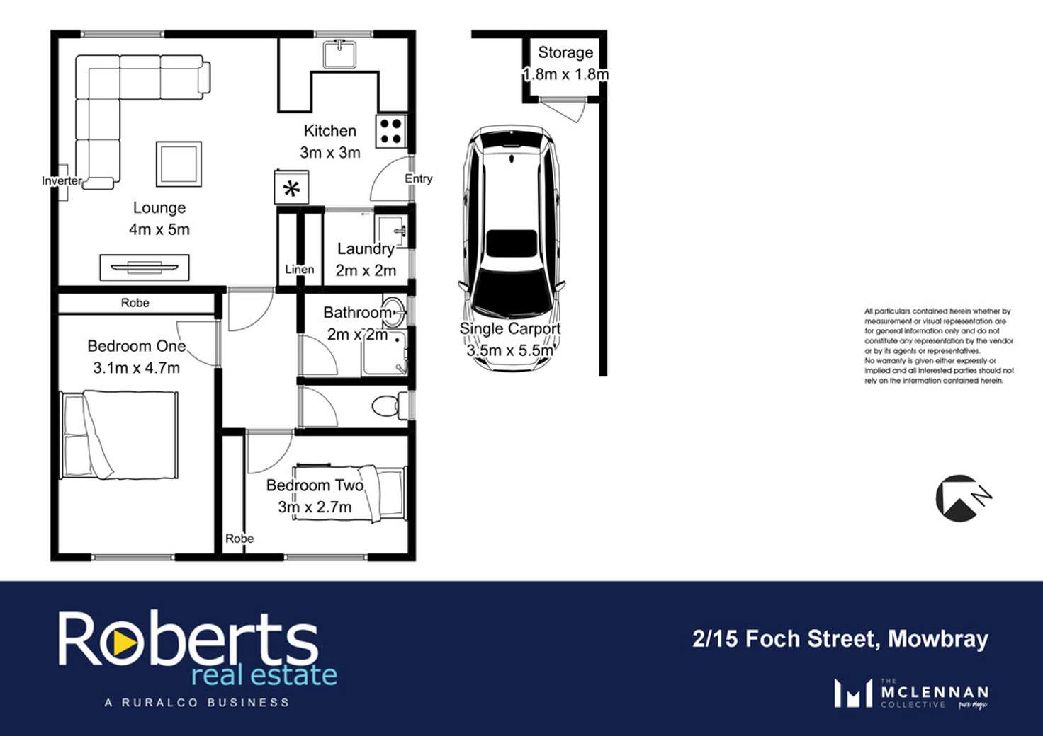 Floorplan of Homely unit listing, 2/15 Foch Street, Mowbray TAS 7248