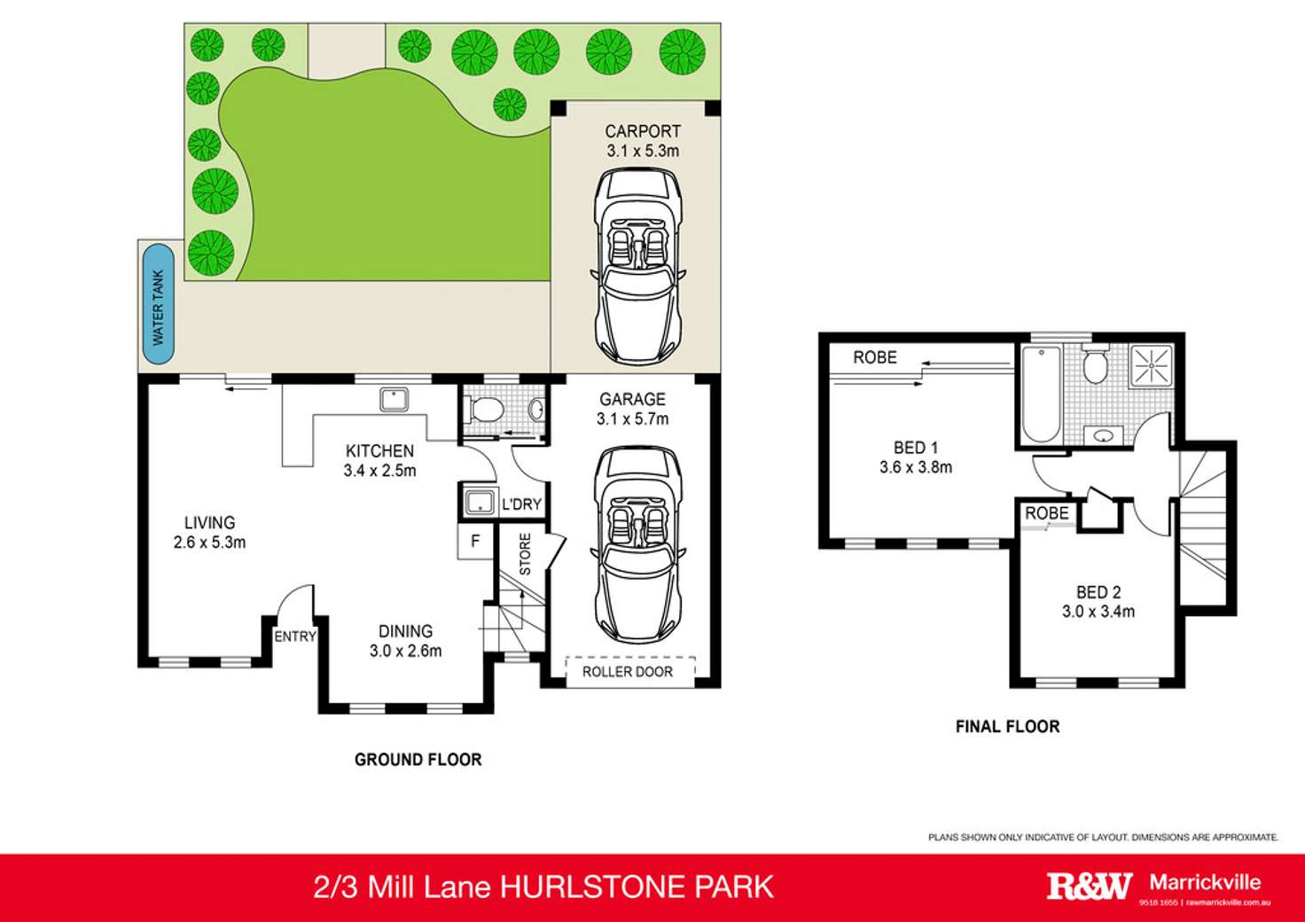 Floorplan of Homely townhouse listing, 2/3 Mill Lane, Hurlstone Park NSW 2193