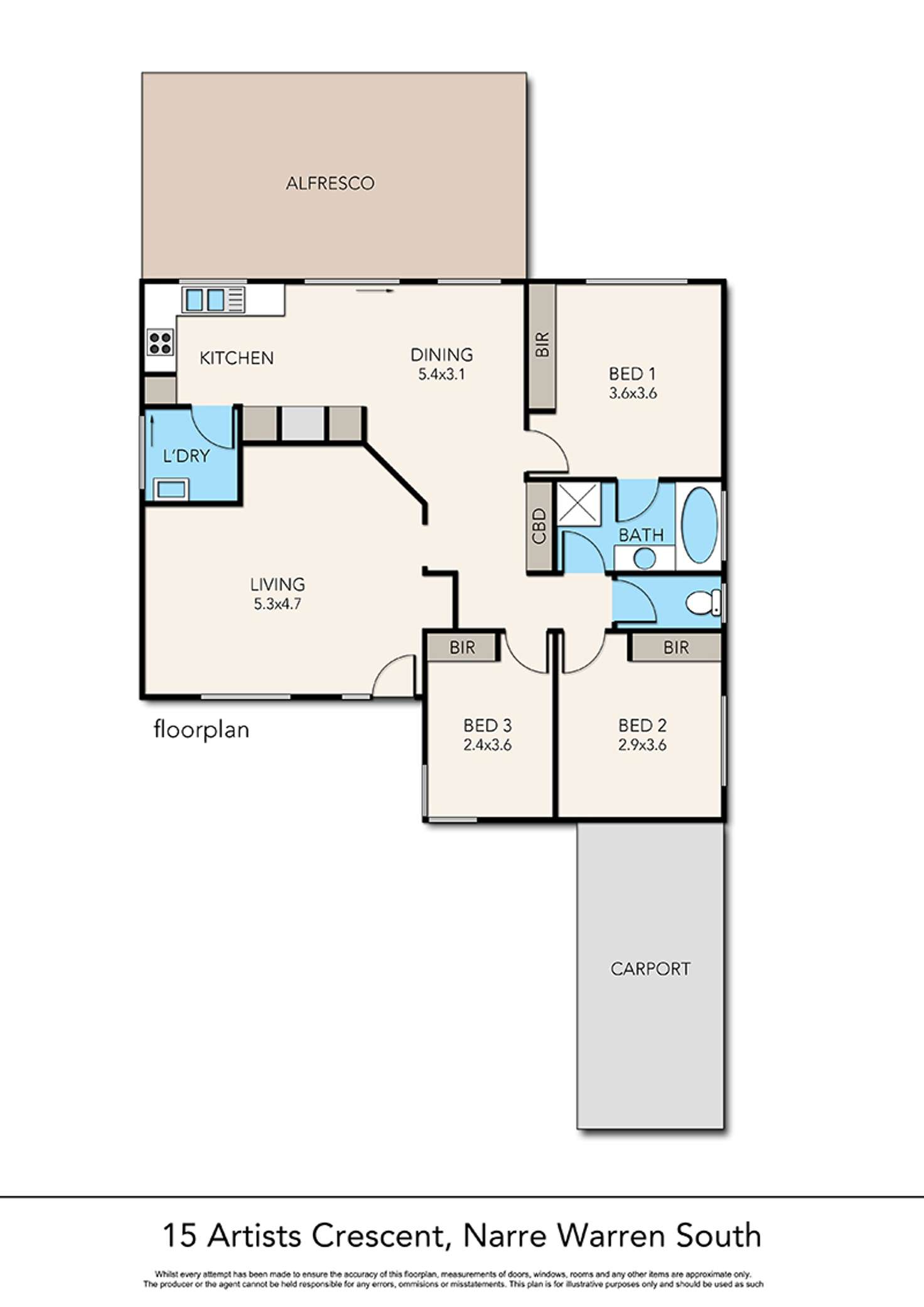 Floorplan of Homely house listing, 15 Artists Crescent, Narre Warren South VIC 3805