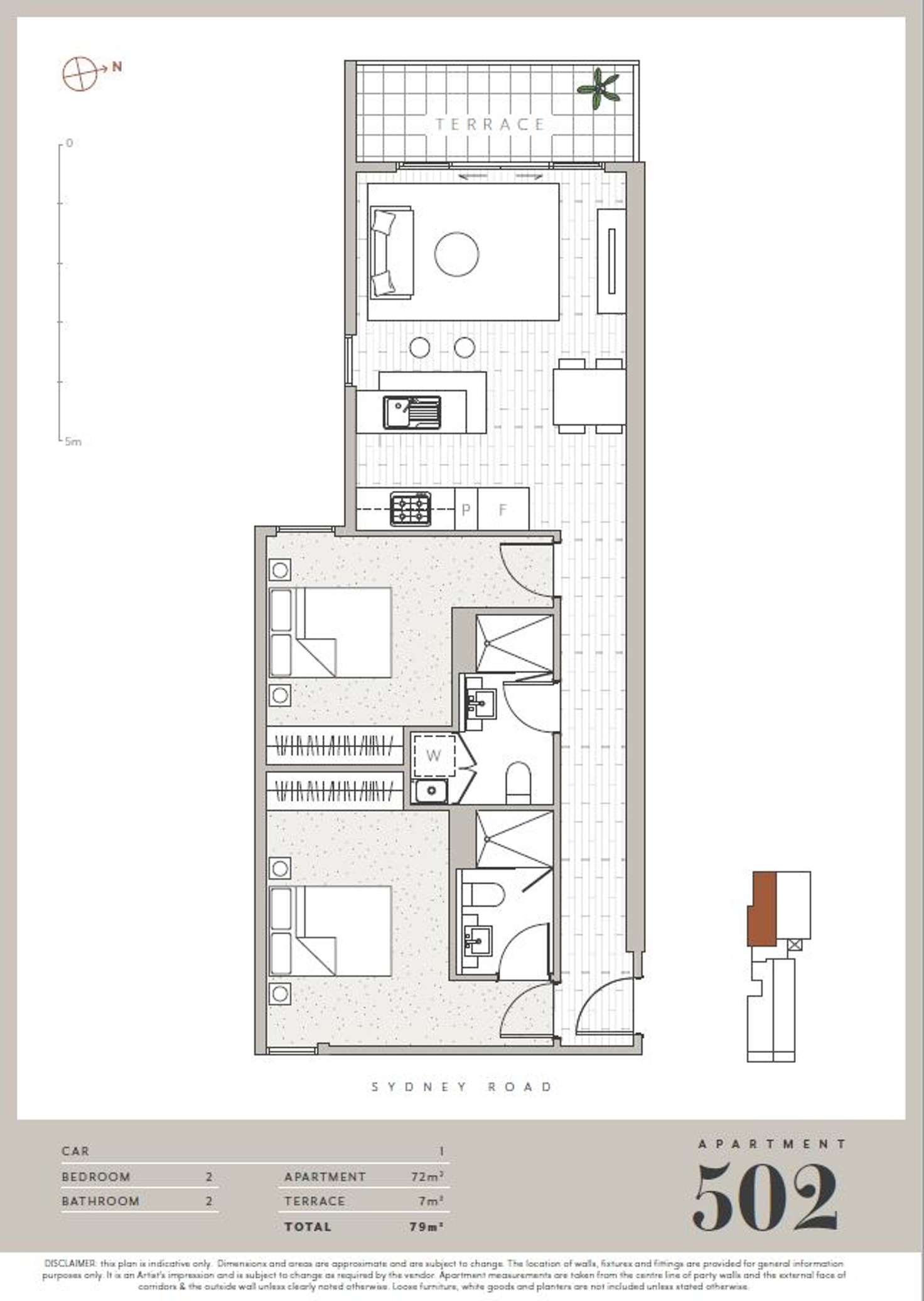 Floorplan of Homely apartment listing, 5.02/623-625 Sydney Road, Brunswick VIC 3056