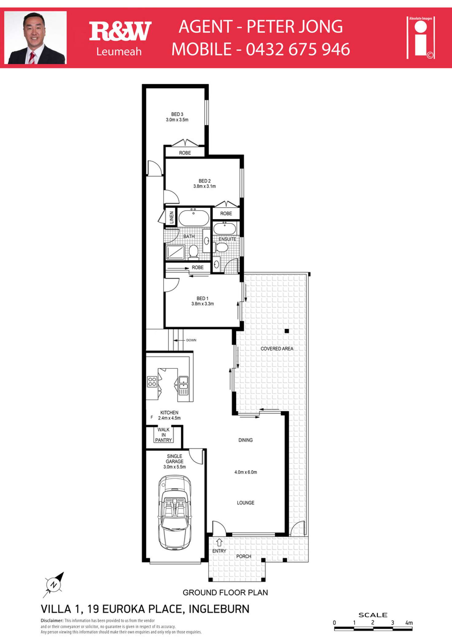 Floorplan of Homely semiDetached listing, 1/19 Euroka Street, Ingleburn NSW 2565