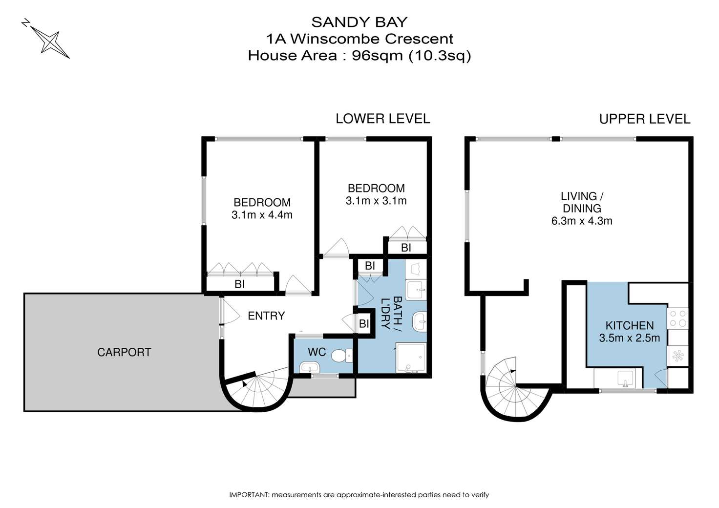 Floorplan of Homely townhouse listing, 1A Winscombe Crescent, Sandy Bay TAS 7005