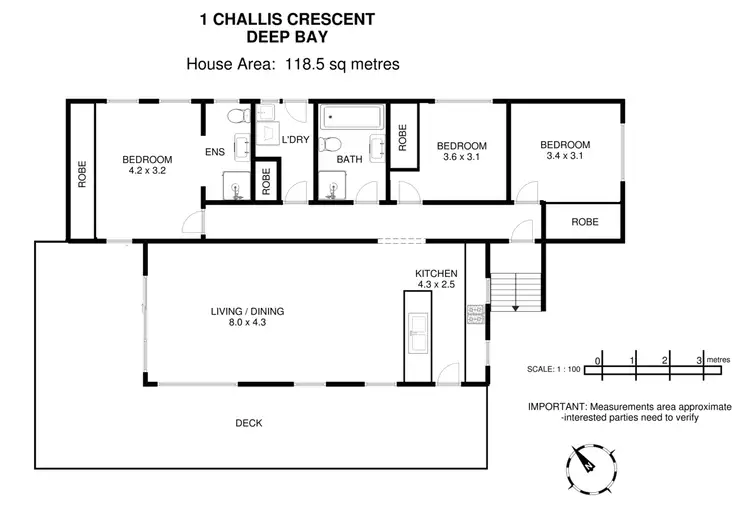 Floorplan of Homely house listing, 1 Challis Crescent, Deep Bay TAS 7112