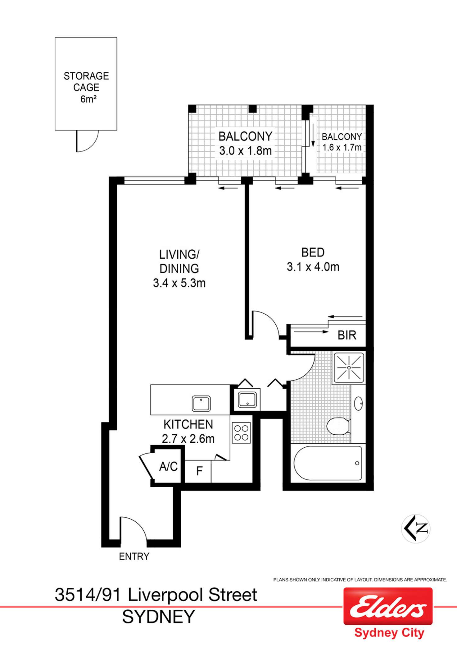 Floorplan of Homely apartment listing, 3514/91 Liverpool Street, Sydney NSW 2000