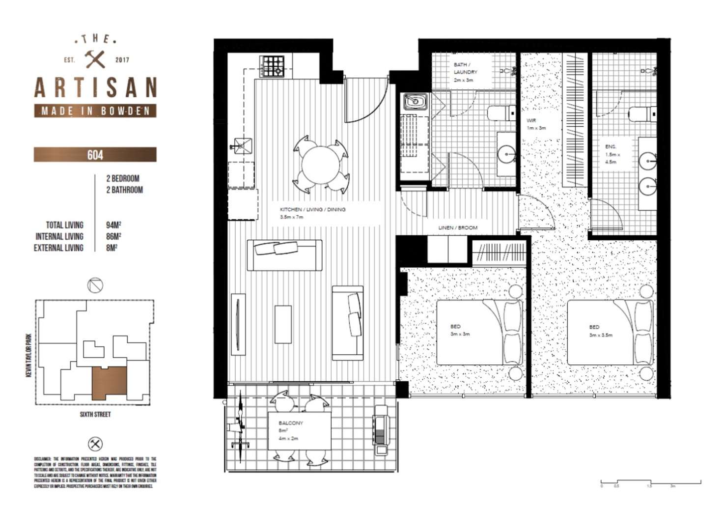 Floorplan of Homely apartment listing, The Artisan 604/3 Fifth Street, Bowden SA 5007