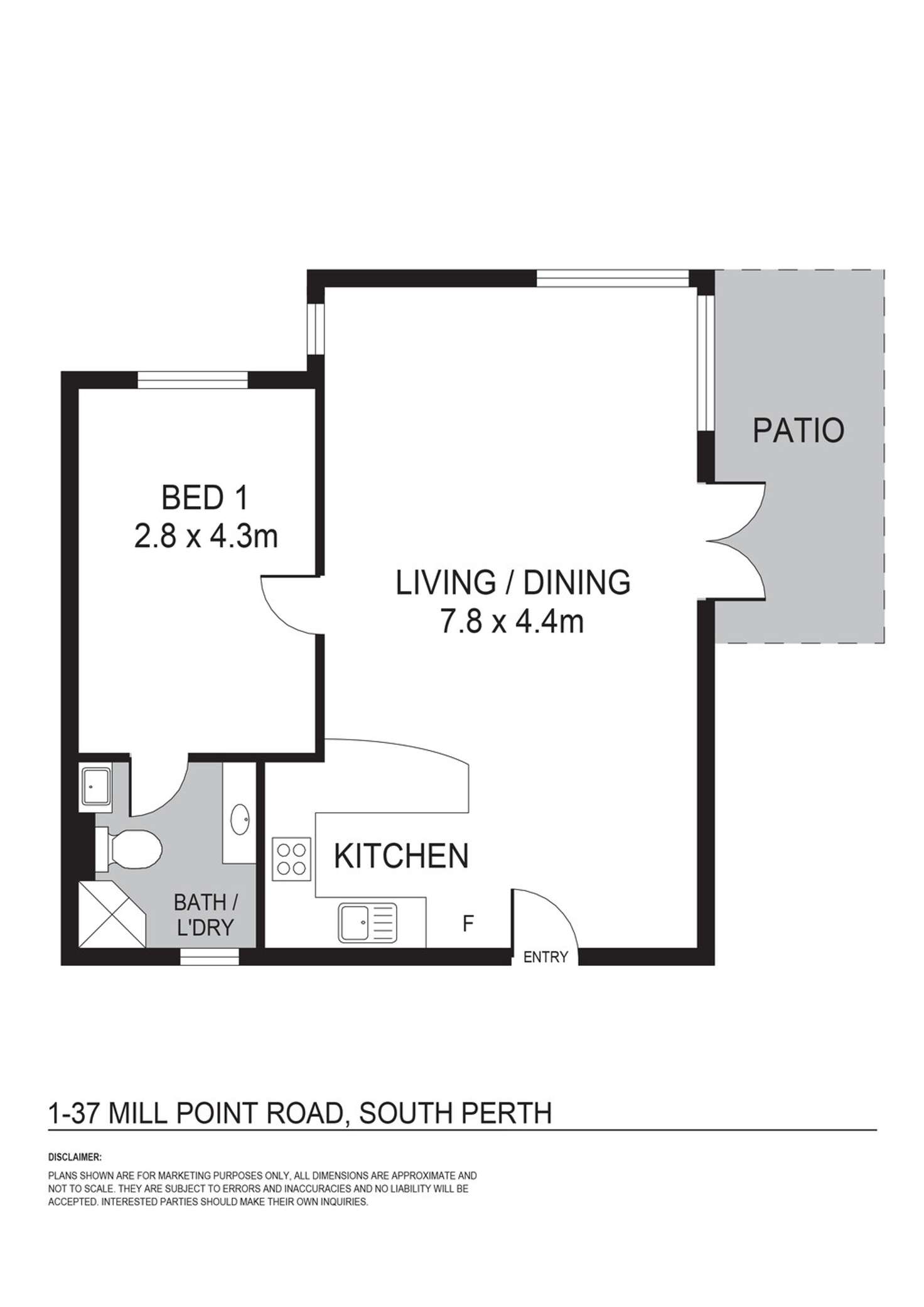 Floorplan of Homely apartment listing, 1/37 Mill Point Road, South Perth WA 6151