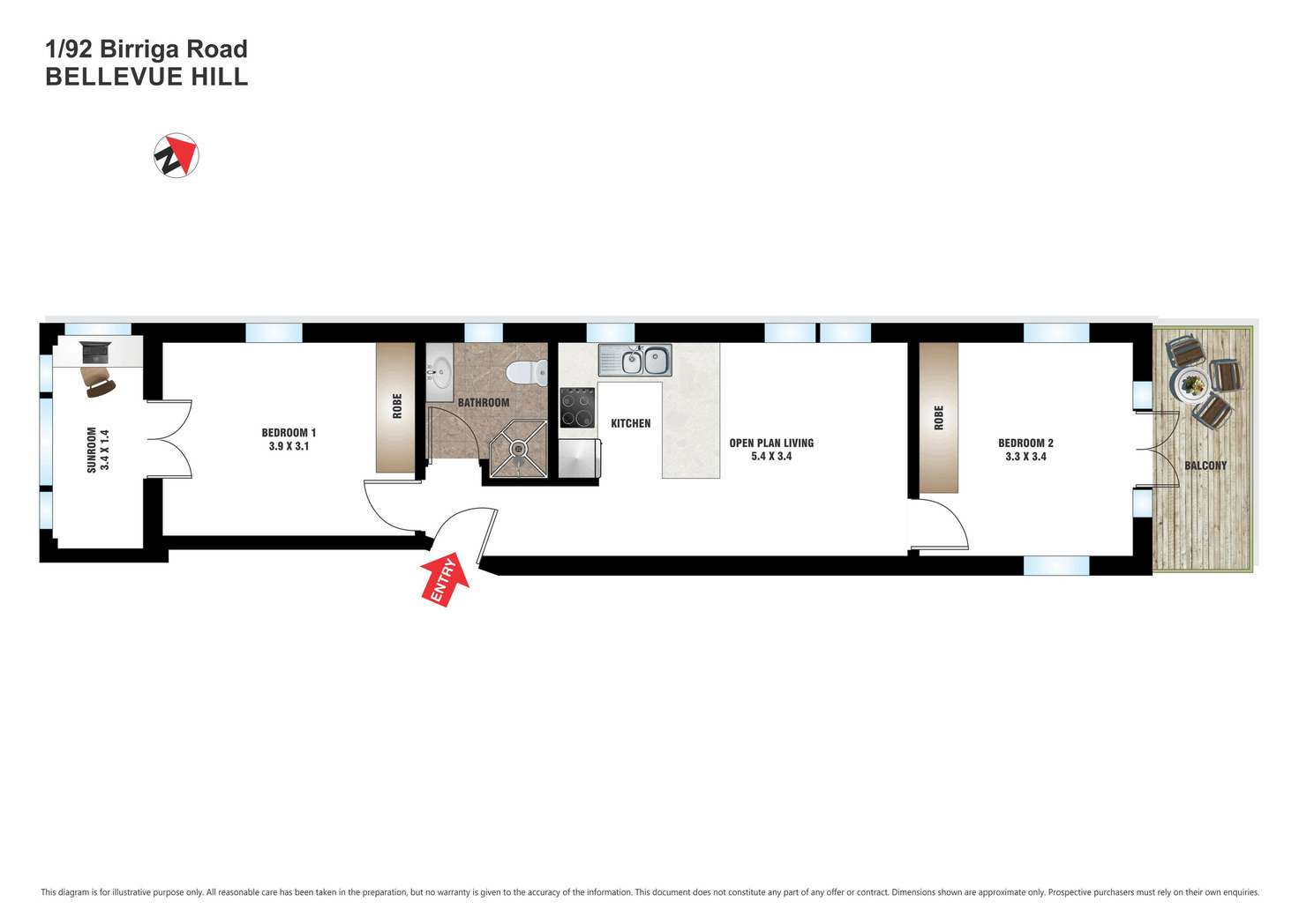 Floorplan of Homely apartment listing, 1/92 Birriga Road, Bellevue Hill NSW 2023