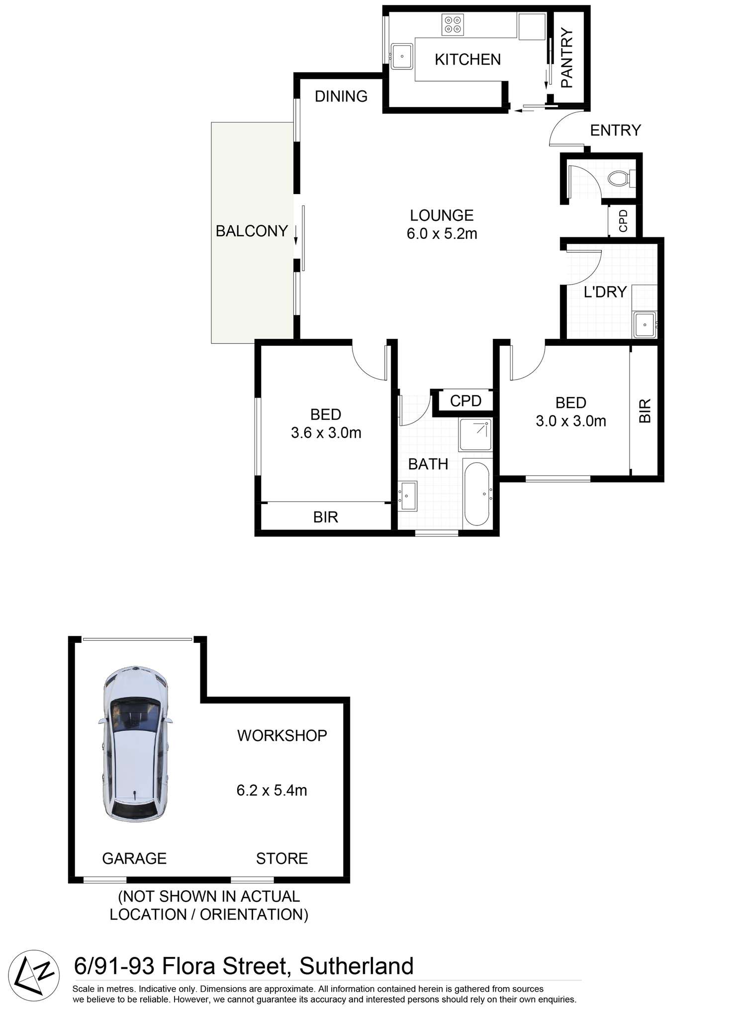 Floorplan of Homely unit listing, 6/91-93 Flora Street, Sutherland NSW 2232