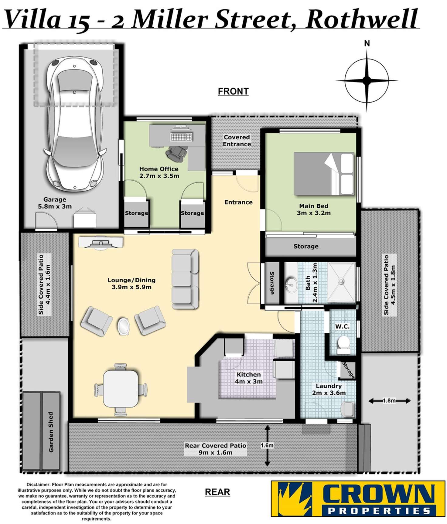 Floorplan of Homely villa listing, 15/2 Wattle Road, Rothwell QLD 4022