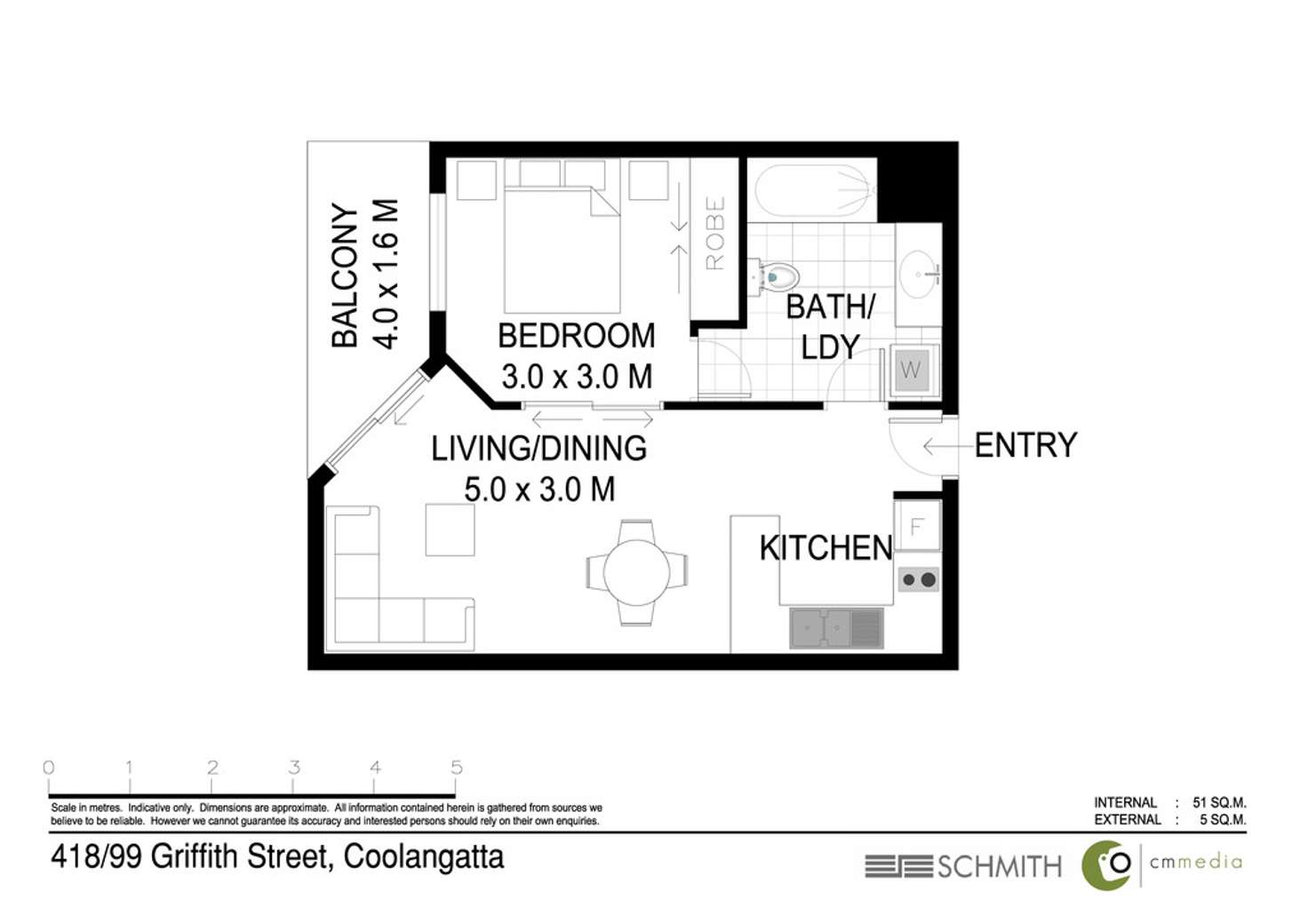 Floorplan of Homely unit listing, 418/99 Griffith Street, Coolangatta QLD 4225