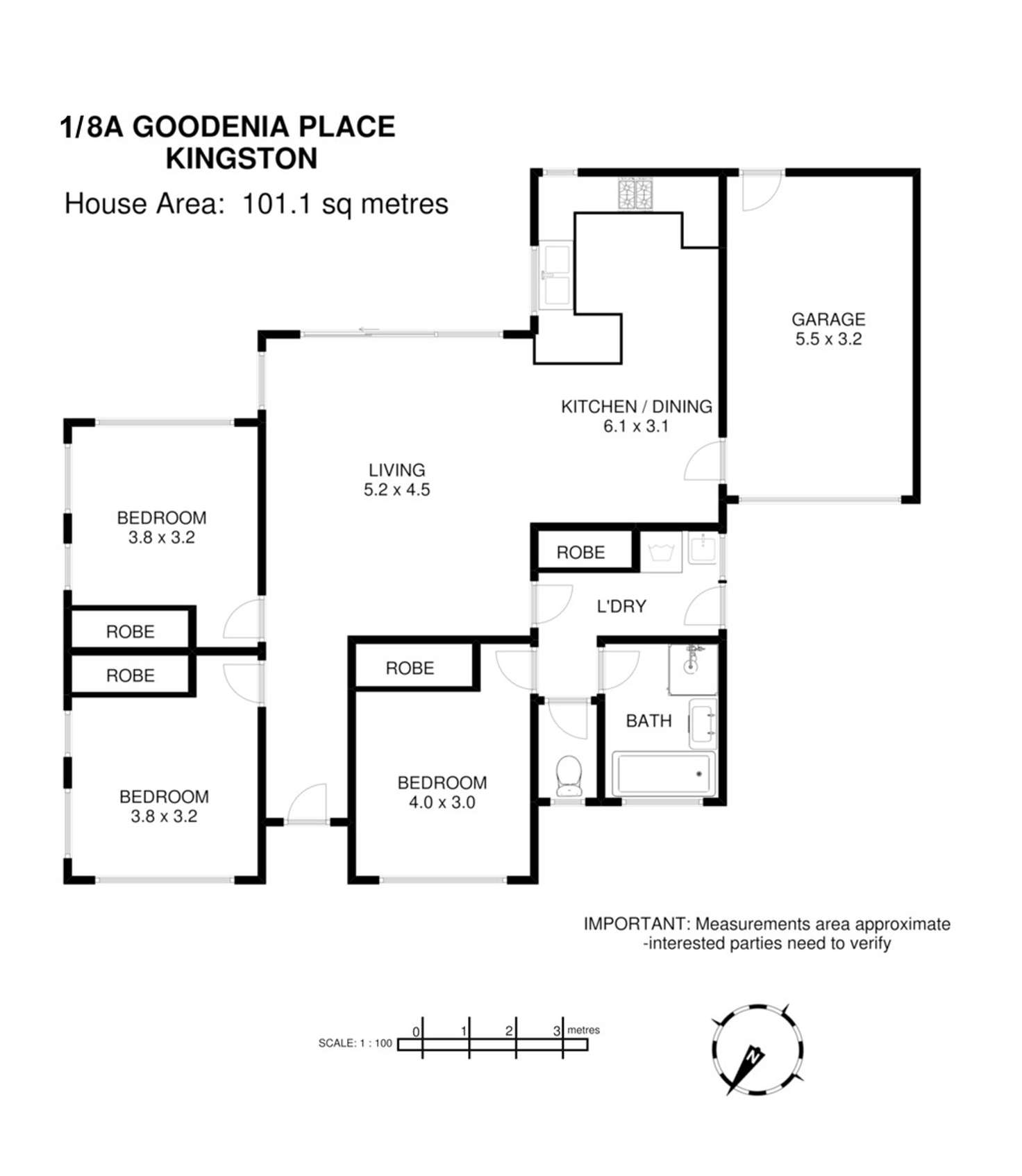 Floorplan of Homely villa listing, 1/8 Goodenia Place, Kingston TAS 7050