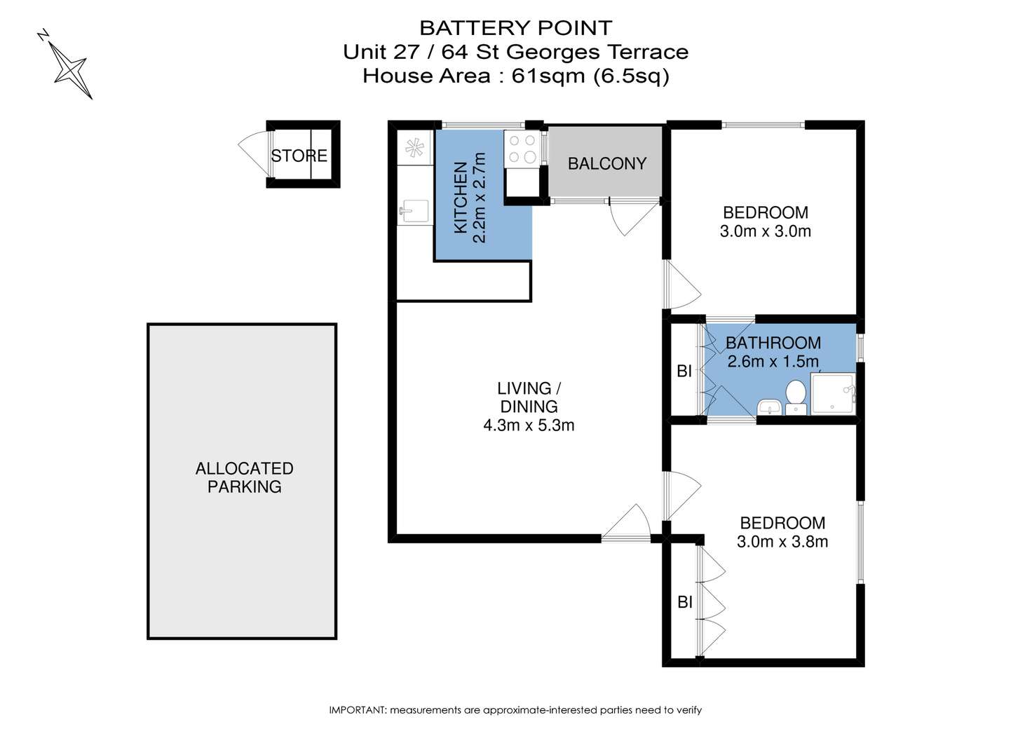 Floorplan of Homely apartment listing, 27/64 St Georges Terrace, Battery Point TAS 7004