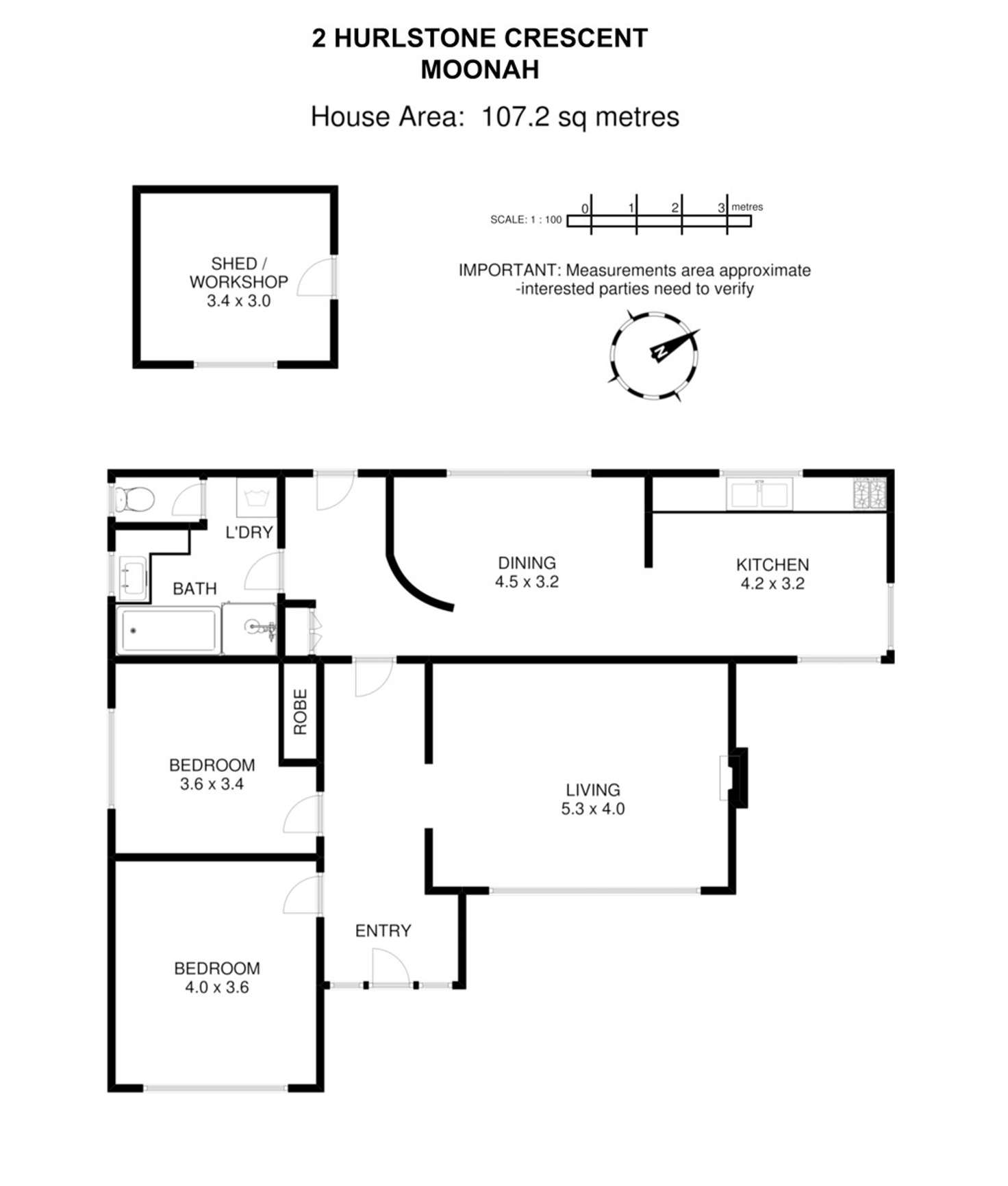 Floorplan of Homely house listing, 2 Hurlstone Crescent, Moonah TAS 7009