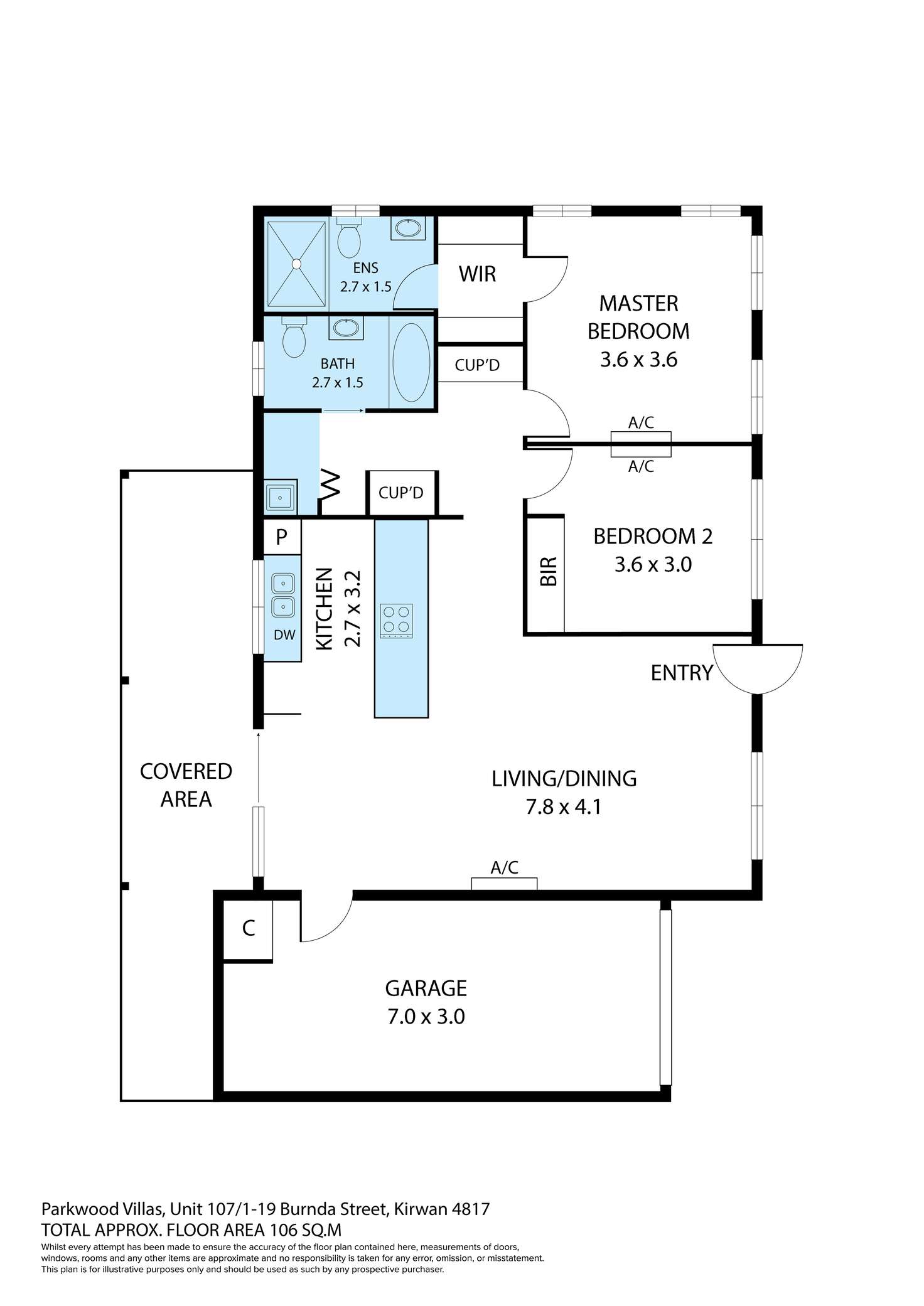 Floorplan of Homely unit listing, 107/1-19 Burnda Street, Kirwan QLD 4817