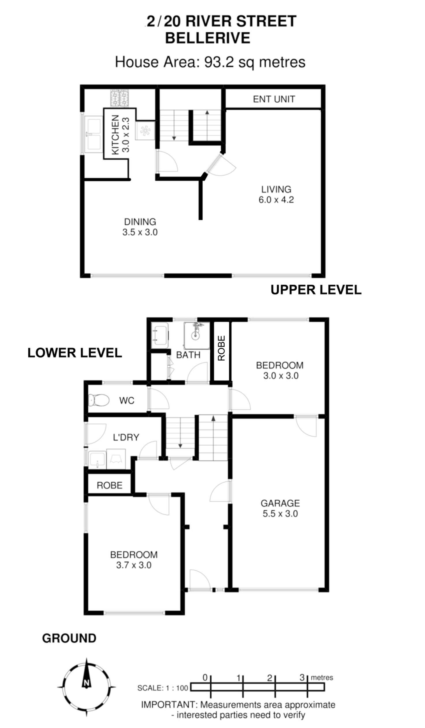 Floorplan of Homely townhouse listing, 2/20 River Street, Bellerive TAS 7018