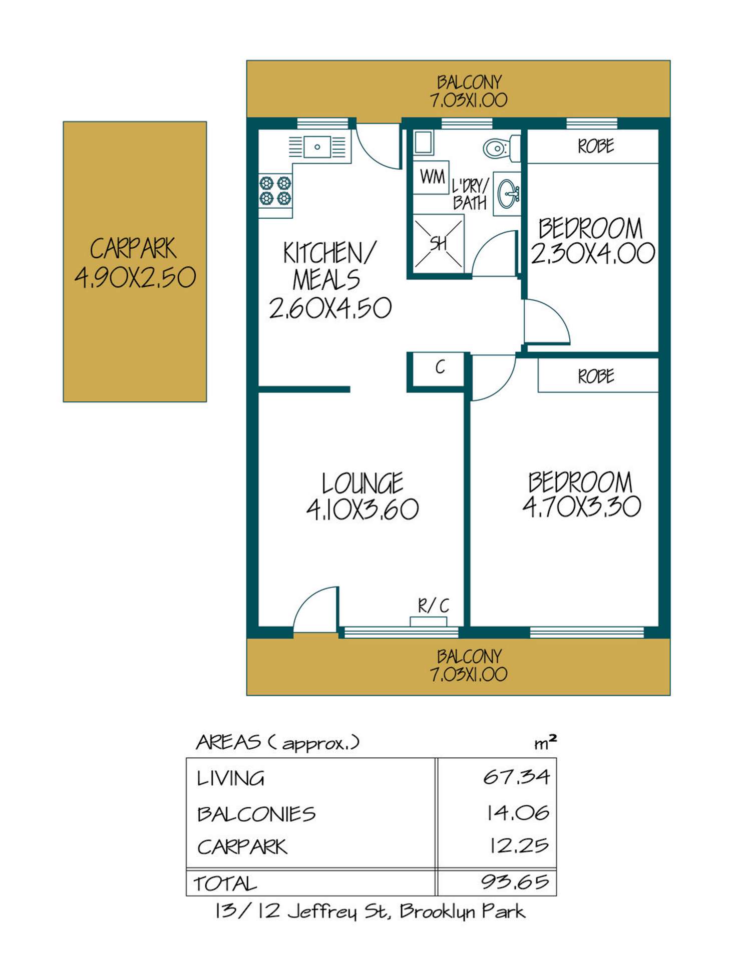 Floorplan of Homely house listing, 13/12 Jeffrey Street, Brooklyn Park SA 5032