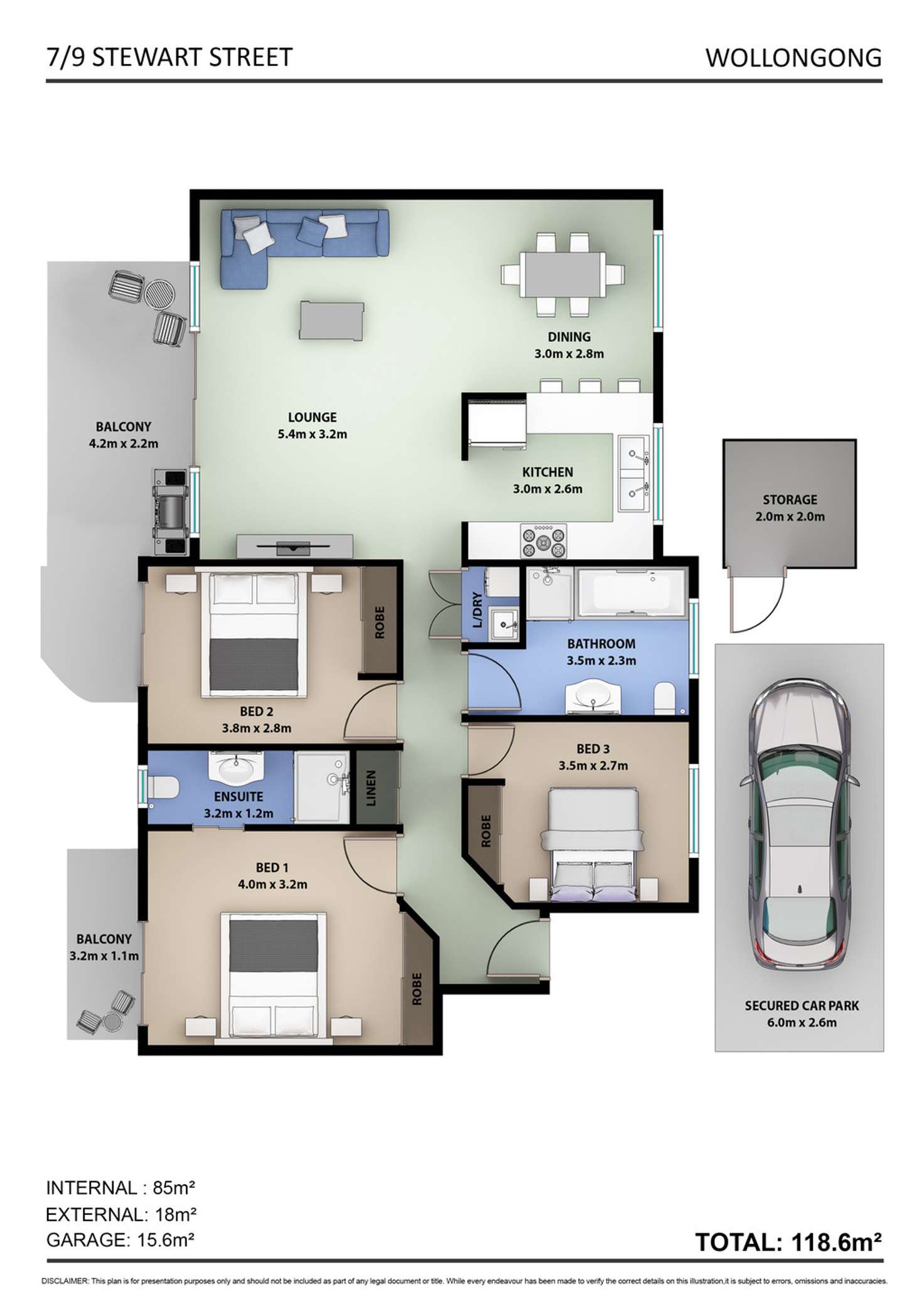 Floorplan of Homely apartment listing, 7/9 Stewart Street, Wollongong NSW 2500