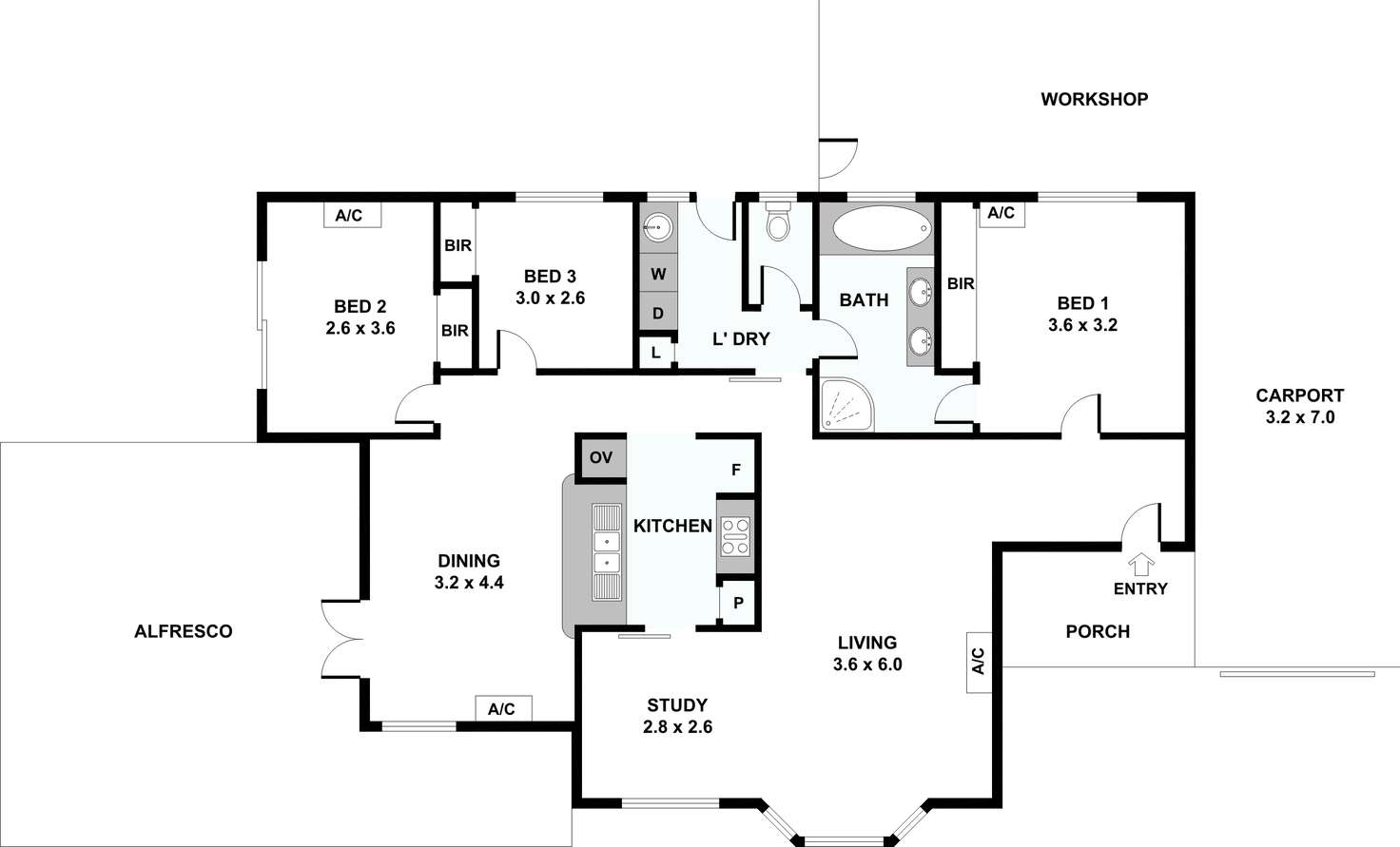 Floorplan of Homely semiDetached listing, 53B Victoria Street, St James WA 6102