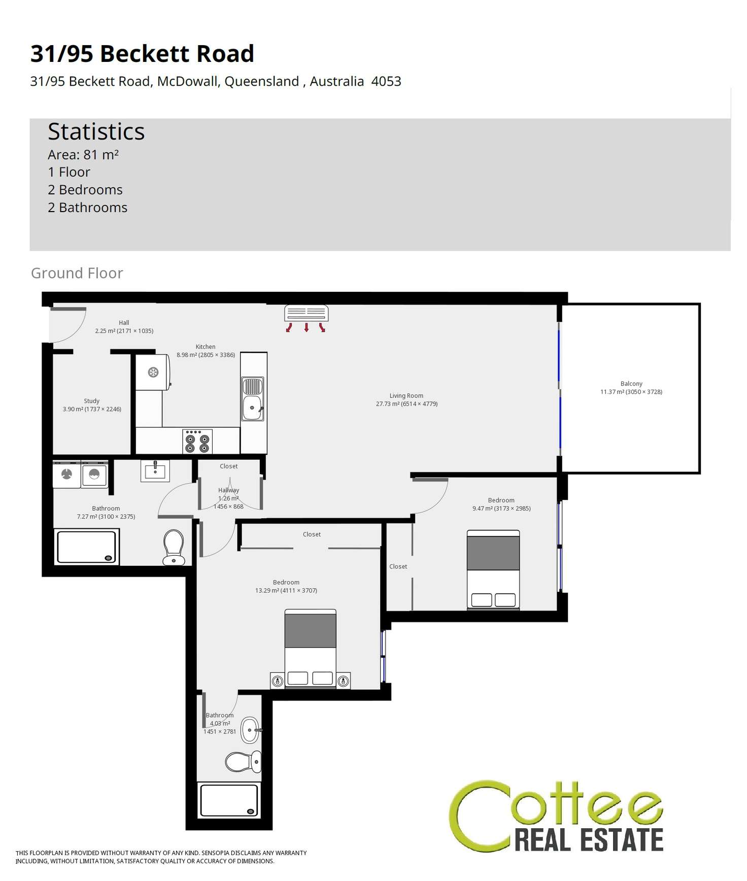 Floorplan of Homely unit listing, 31/95 Beckett Road, Mcdowall QLD 4053